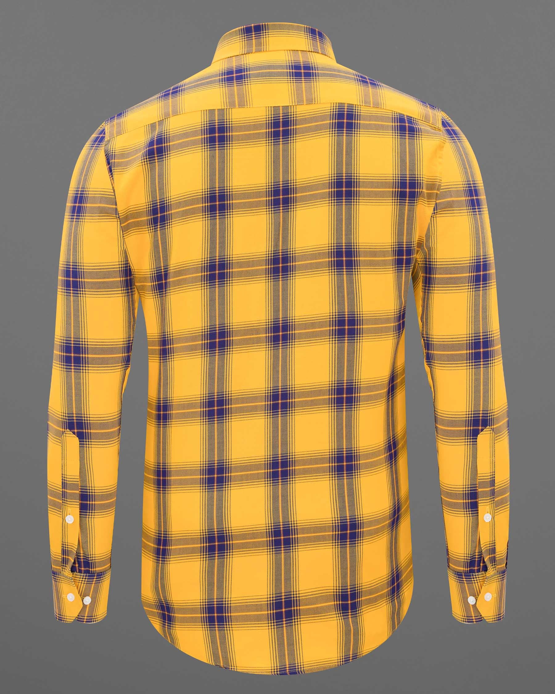 Casablanca Yellow with Meteorite Blue Twill Plaid Premium Cotton Shirt