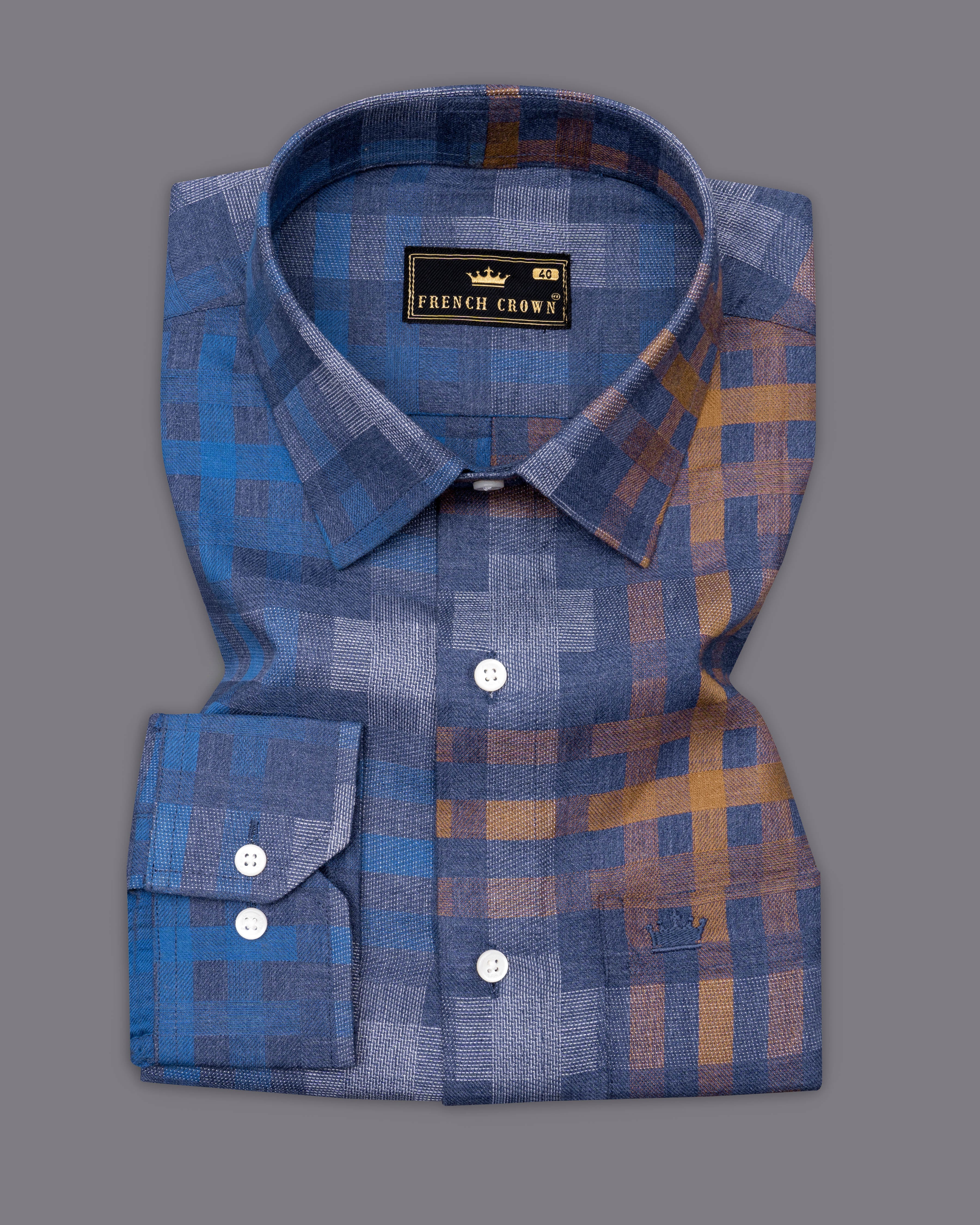 Rhino Blue with Cadet Gray Checkered and Tom Embroidered Dobby Premium Giza Cotton Designer Shirt 7613-BLE-E065-38, 7613-BLE-E065-H-38, 7613-BLE-E065-39, 7613-BLE-E065-H-39, 7613-BLE-E065-40, 7613-BLE-E065-H-40, 7613-BLE-E065-42, 7613-BLE-E065-H-42, 7613-BLE-E065-44, 7613-BLE-E065-H-44, 7613-BLE-E065-46, 7613-BLE-E065-H-46, 7613-BLE-E065-48, 7613-BLE-E065-H-48, 7613-BLE-E065-50, 7613-BLE-E065-H-50, 7613-BLE-E065-52, 7613-BLE-E065-H-52