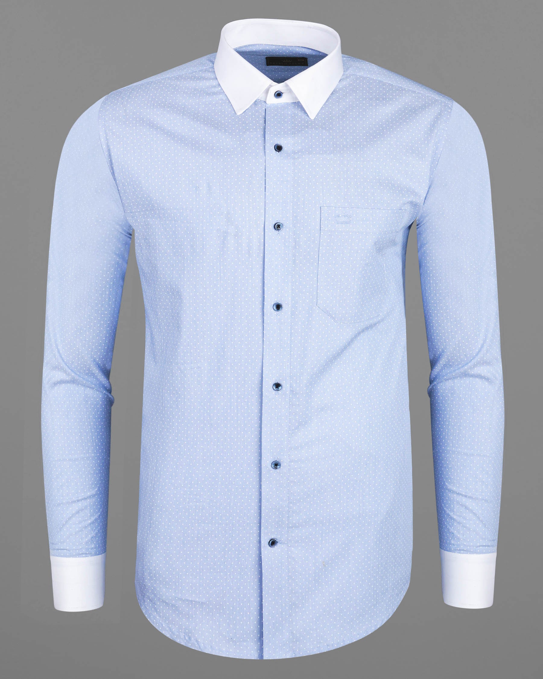 Spindle Blue Polka Dotted with White Collar Dobby Textured Premium Giza Cotton 7617-WCC-BLE-38,7617-WCC-BLE-38,7617-WCC-BLE-39,7617-WCC-BLE-39,7617-WCC-BLE-40,7617-WCC-BLE-40,7617-WCC-BLE-42,7617-WCC-BLE-42,7617-WCC-BLE-44,7617-WCC-BLE-44,7617-WCC-BLE-46,7617-WCC-BLE-46,7617-WCC-BLE-48,7617-WCC-BLE-48,7617-WCC-BLE-50,7617-WCC-BLE-50,7617-WCC-BLE-52,7617-WCC-BLE-52