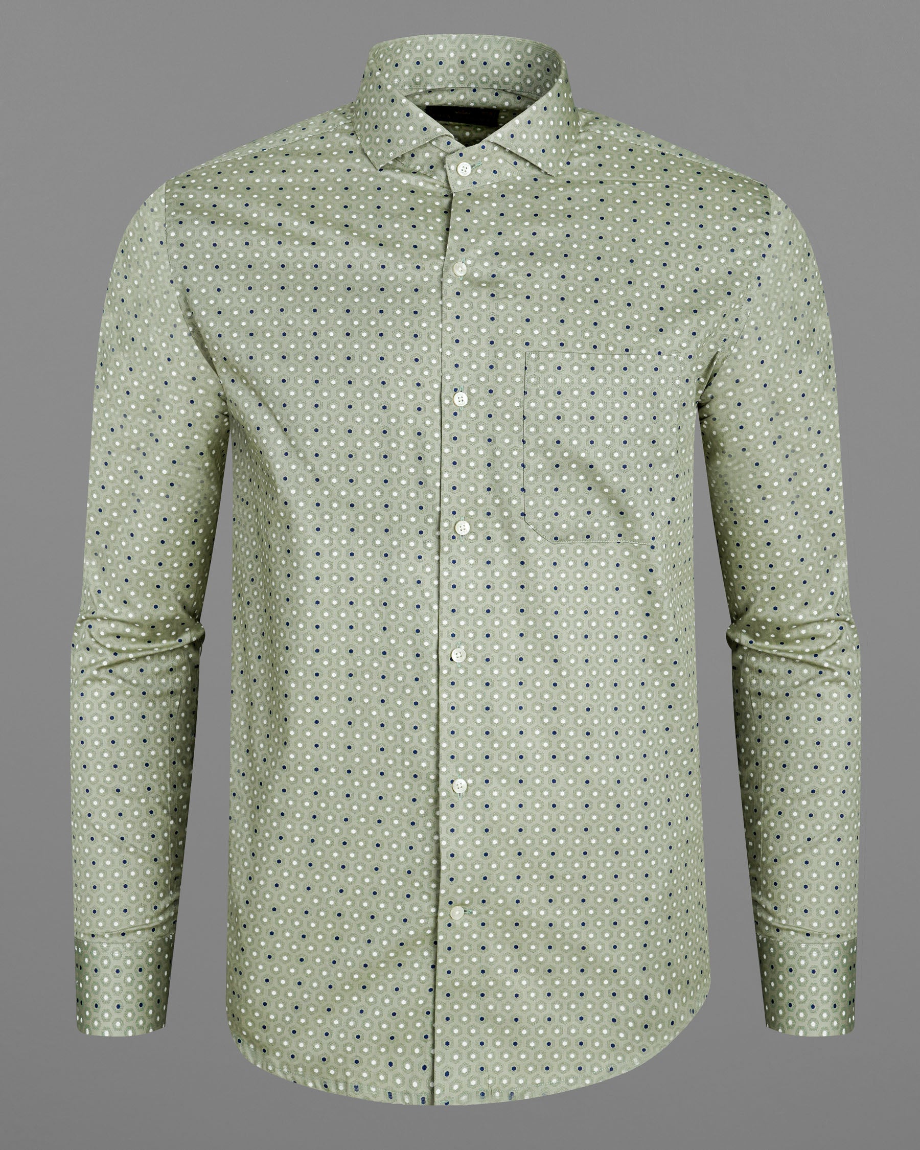 Ash Green Printed Twill Premium Cotton Shirt 7620-CA-38,7620-CA-38,7620-CA-39,7620-CA-39,7620-CA-40,7620-CA-40,7620-CA-42,7620-CA-42,7620-CA-44,7620-CA-44,7620-CA-46,7620-CA-46,7620-CA-48,7620-CA-48,7620-CA-50,7620-CA-50,7620-CA-52,7620-CA-52