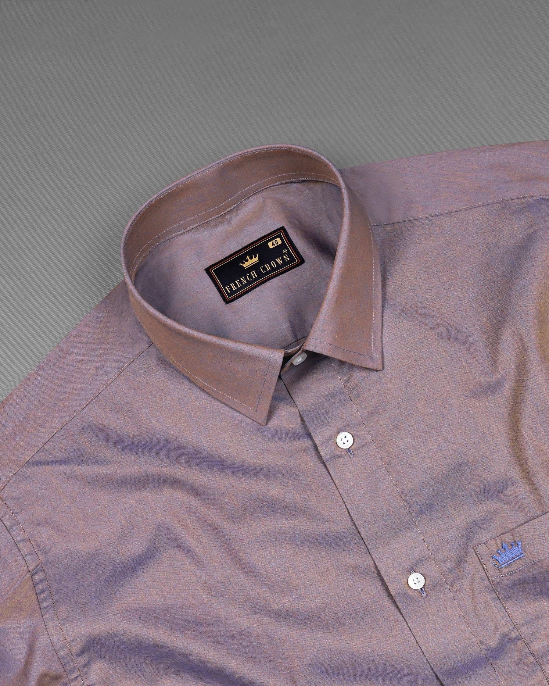 Cinereous Brown Two Tone Chambray Shirt 7635-38,7635-38,7635-39,7635-39,7635-40,7635-40,7635-42,7635-42,7635-44,7635-44,7635-46,7635-46,7635-48,7635-48,7635-50,7635-50,7635-52,7635-52