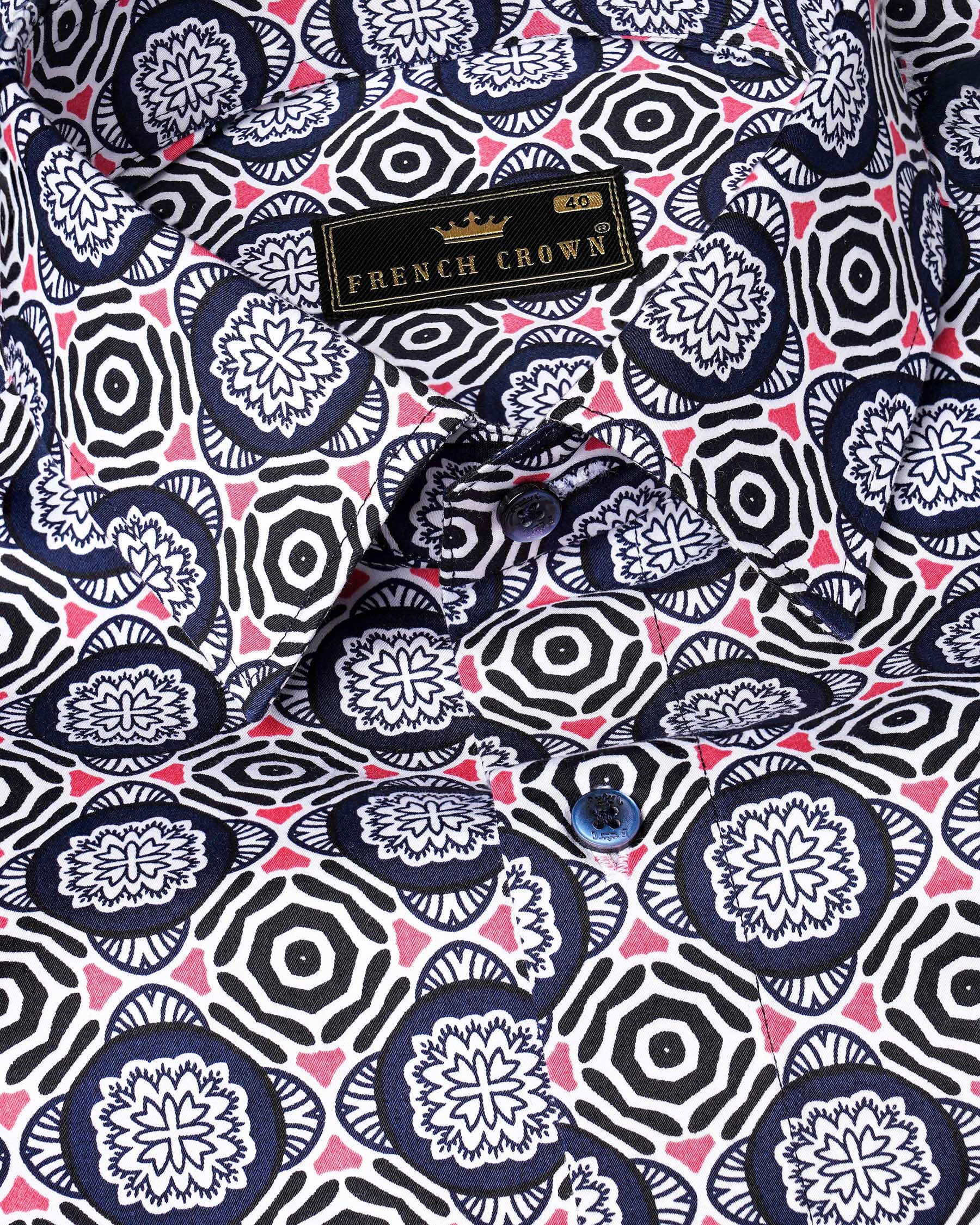 Bigstone Blue with Cranberry Pink Bohemian Printed Premium Cotton Shirt 7643-BLE-38,7643-BLE-38,7643-BLE-39,7643-BLE-39,7643-BLE-40,7643-BLE-40,7643-BLE-42,7643-BLE-42,7643-BLE-44,7643-BLE-44,7643-BLE-46,7643-BLE-46,7643-BLE-48,7643-BLE-48,7643-BLE-50,7643-BLE-50,7643-BLE-52,7643-BLE-52