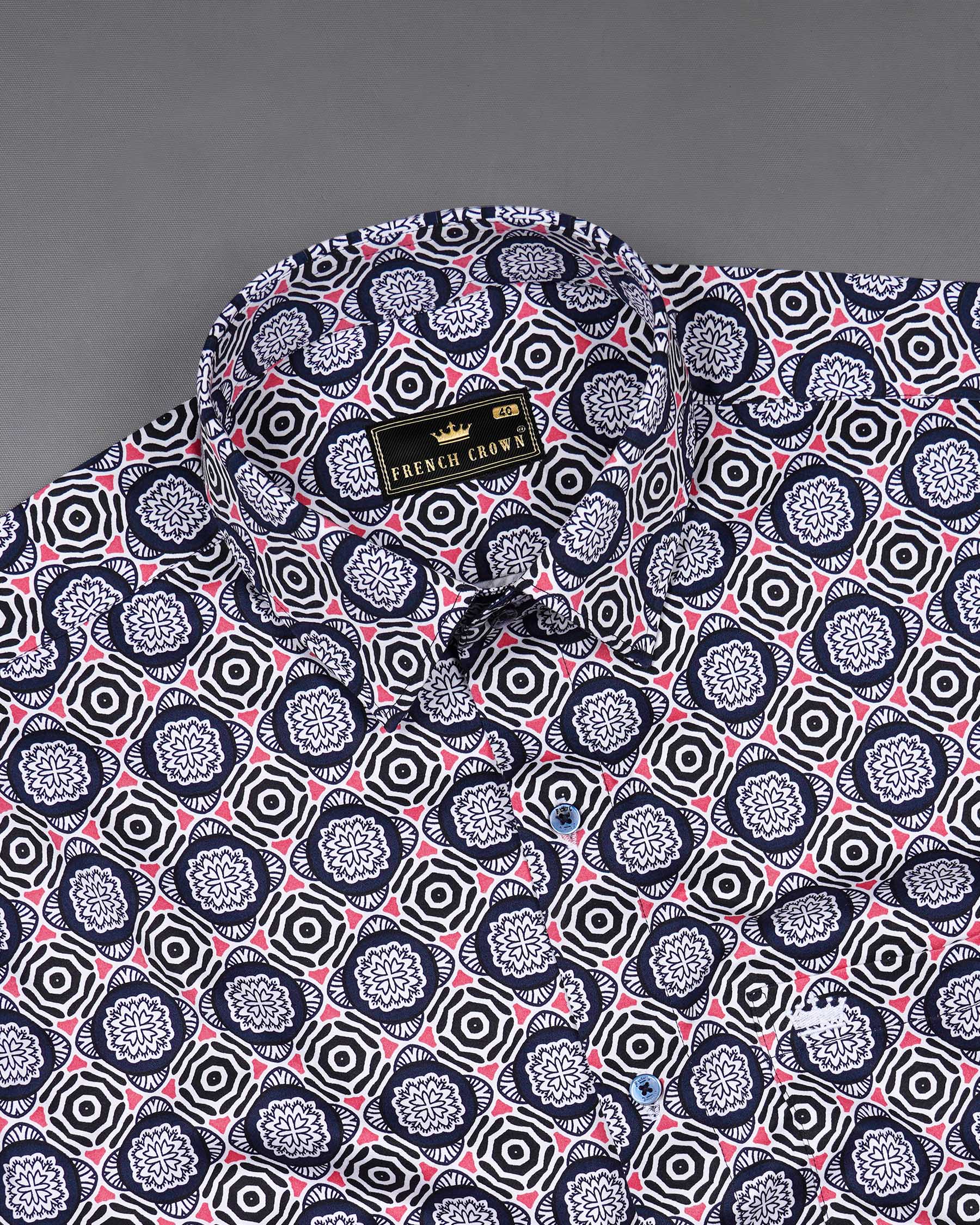 Bigstone Blue with Cranberry Pink Bohemian Printed Premium Cotton Shirt 7643-BLE-38,7643-BLE-38,7643-BLE-39,7643-BLE-39,7643-BLE-40,7643-BLE-40,7643-BLE-42,7643-BLE-42,7643-BLE-44,7643-BLE-44,7643-BLE-46,7643-BLE-46,7643-BLE-48,7643-BLE-48,7643-BLE-50,7643-BLE-50,7643-BLE-52,7643-BLE-52