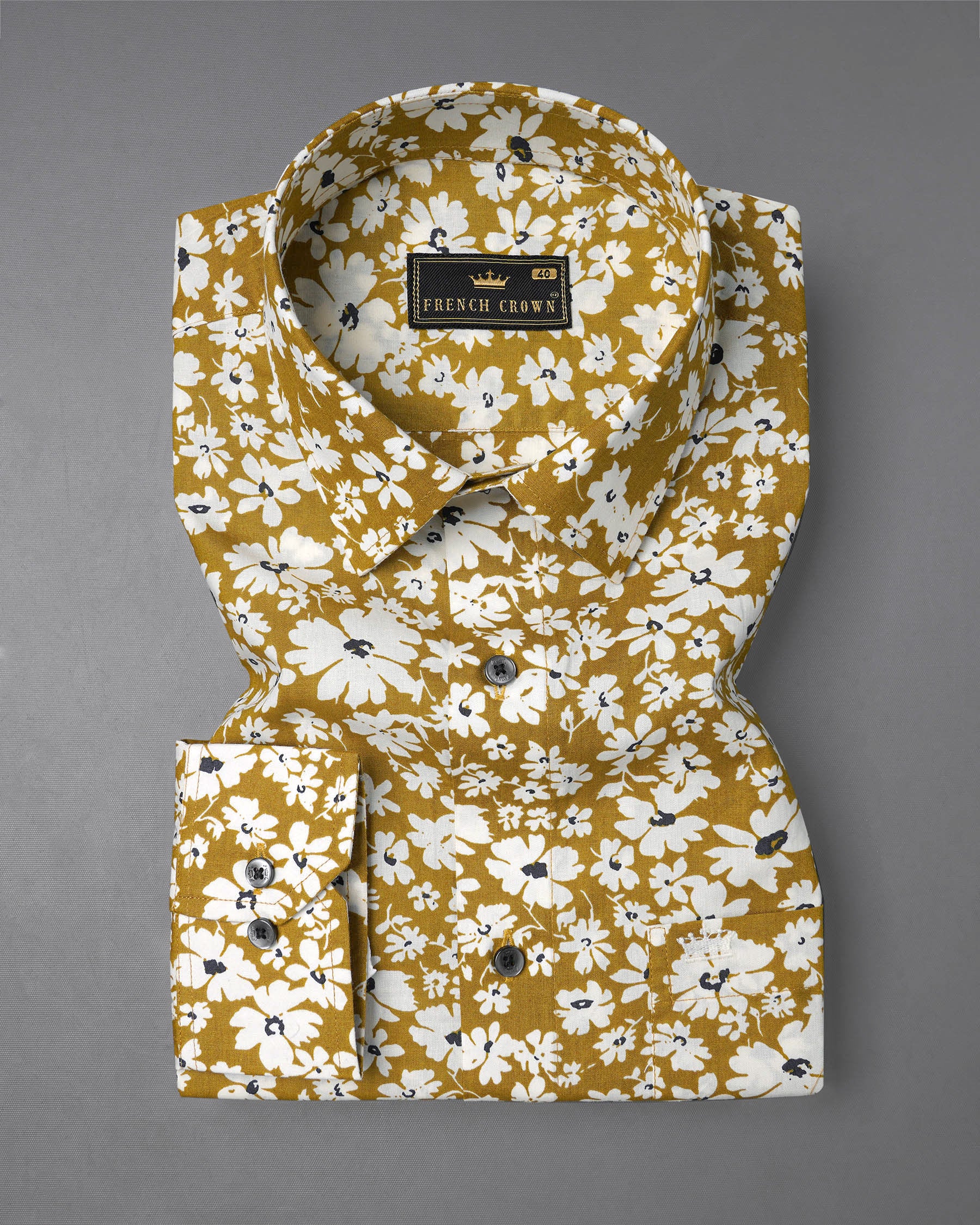 Alpine Brown Floral Printed Premium Cotton Shirt