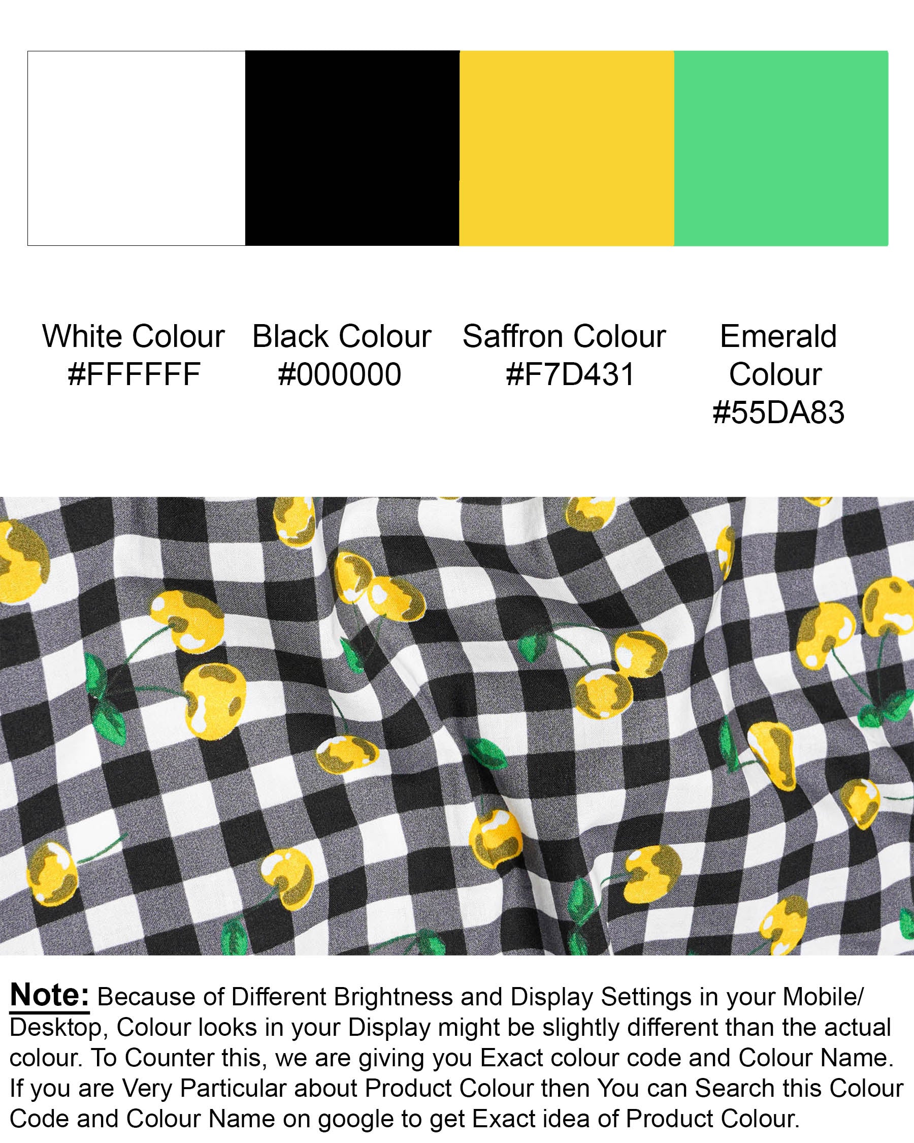 Jade Black and White Checked with yellow Cherries Printed Premium Cotton Shirt 7652-KS-38,7652-KS-38,7652-KS-39,7652-KS-39,7652-KS-40,7652-KS-40,7652-KS-42,7652-KS-42,7652-KS-44,7652-KS-44,7652-KS-46,7652-KS-46,7652-KS-48,7652-KS-48,7652-KS-50,7652-KS-50,7652-KS-52,7652-KS-52