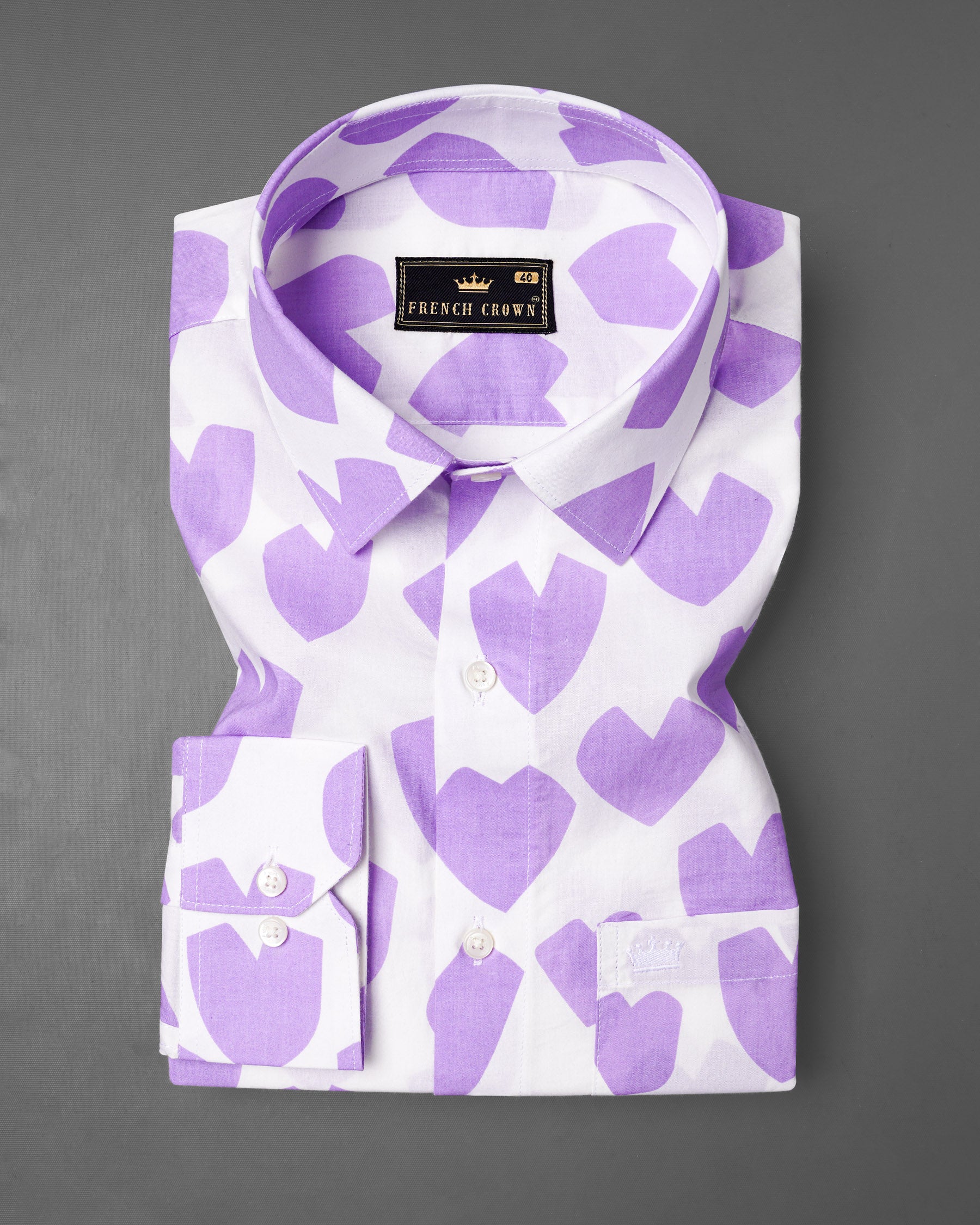 Bright White and Mauve Heart Printed Premium Cotton Shirt 7653-38,7653-38,7653-39,7653-39,7653-40,7653-40,7653-42,7653-42,7653-44,7653-44,7653-46,7653-46,7653-48,7653-48,7653-50,7653-50,7653-52,7653-52