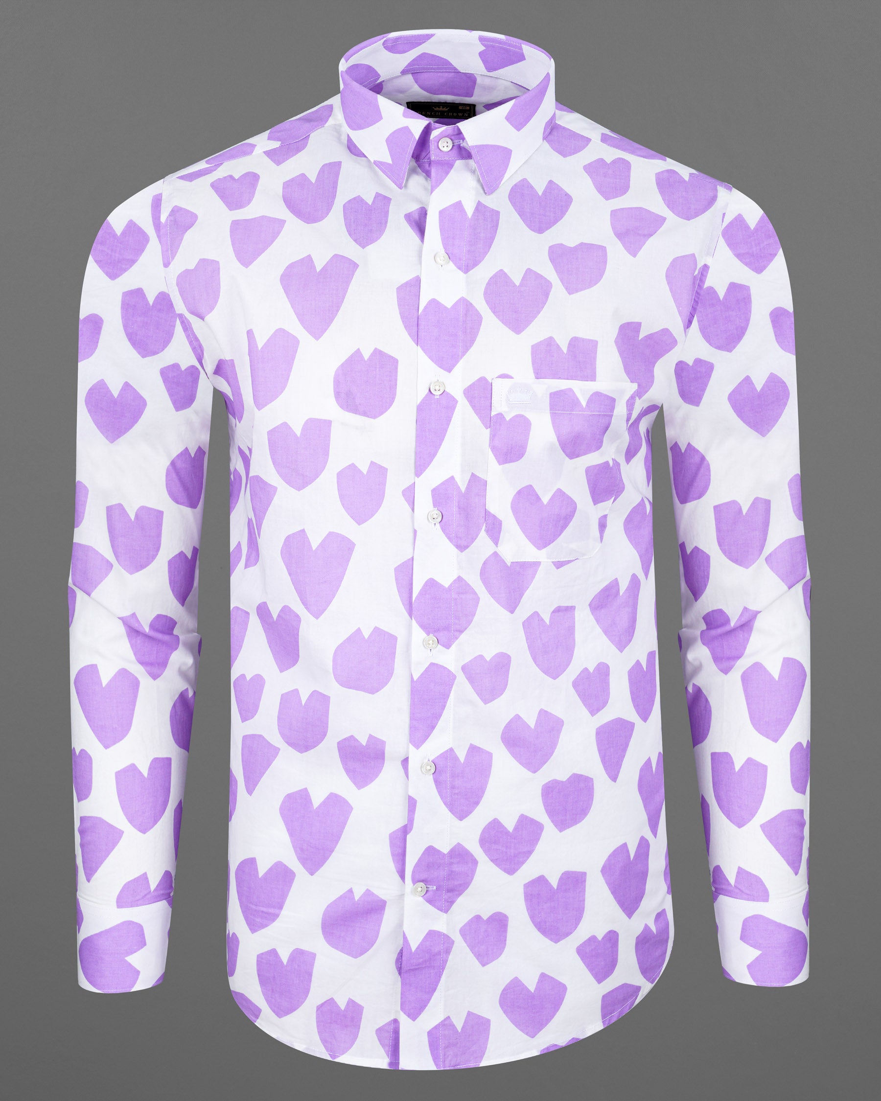 Bright White and Mauve Heart Printed Premium Cotton Shirt 7653-38,7653-38,7653-39,7653-39,7653-40,7653-40,7653-42,7653-42,7653-44,7653-44,7653-46,7653-46,7653-48,7653-48,7653-50,7653-50,7653-52,7653-52