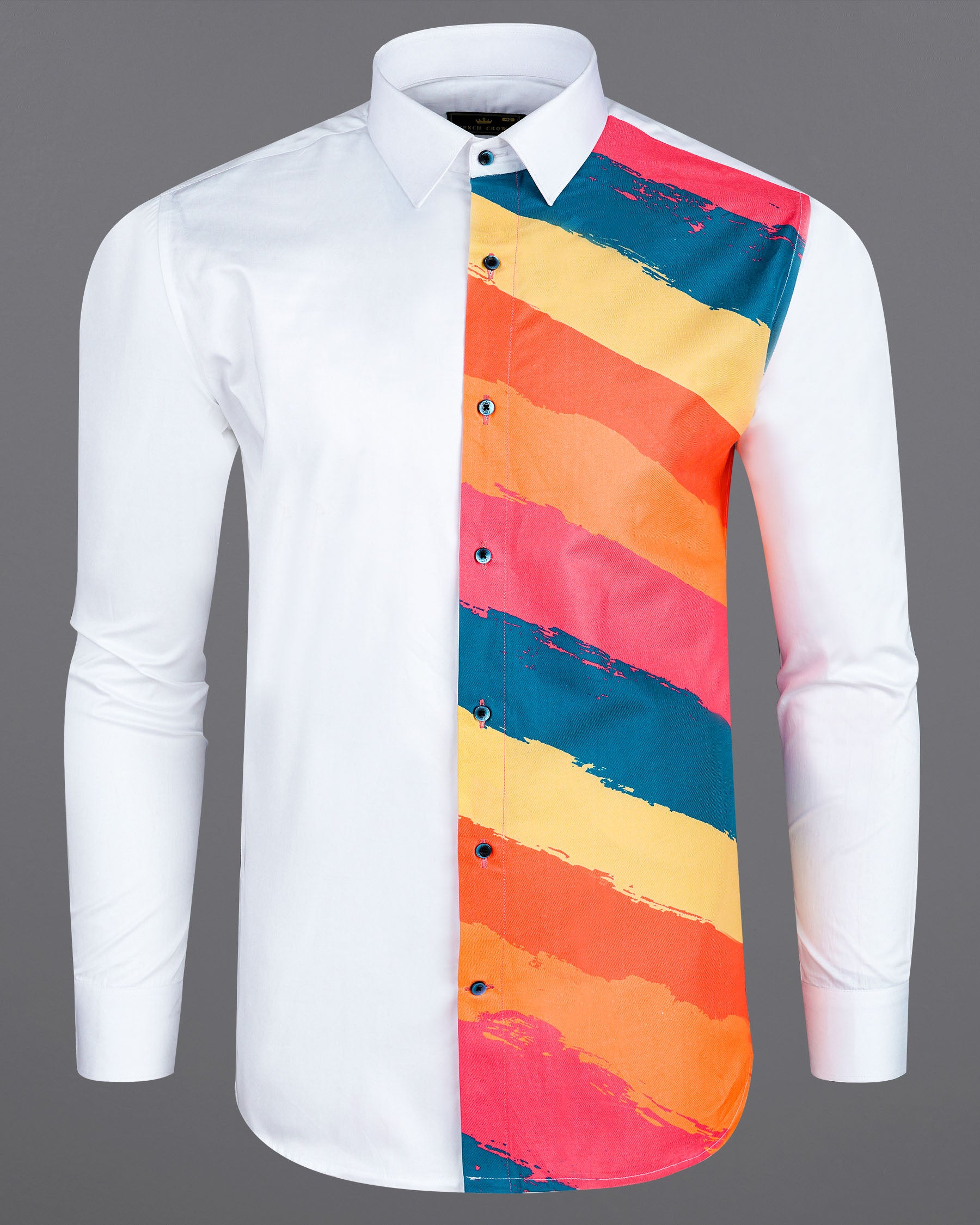 Half-White and Half-Printed Super Soft Premium Cotton Designer Shirt 7657-BLE-38,7657-BLE-38,7657-BLE-39,7657-BLE-39,7657-BLE-40,7657-BLE-40,7657-BLE-42,7657-BLE-42,7657-BLE-44,7657-BLE-44,7657-BLE-46,7657-BLE-46,7657-BLE-48,7657-BLE-48,7657-BLE-50,7657-BLE-50,7657-BLE-52,7657-BLE-52