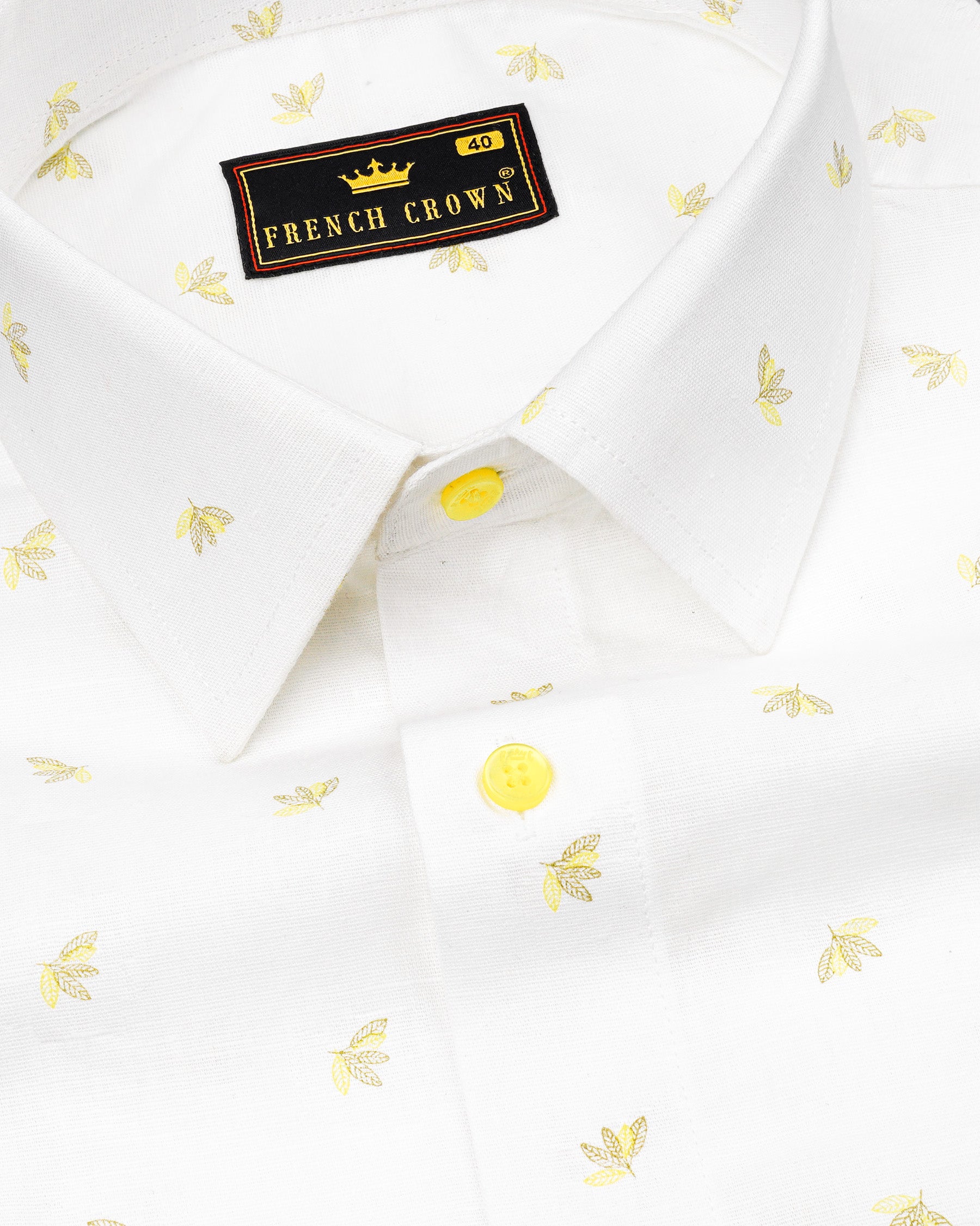 Bright White Leaves Printed Luxurious Linen Shirt 7673-YL-38,7673-YL-38,7673-YL-39,7673-YL-39,7673-YL-40,7673-YL-40,7673-YL-42,7673-YL-42,7673-YL-44,7673-YL-44,7673-YL-46,7673-YL-46,7673-YL-48,7673-YL-48,7673-YL-50,7673-YL-50,7673-YL-52,7673-YL-52