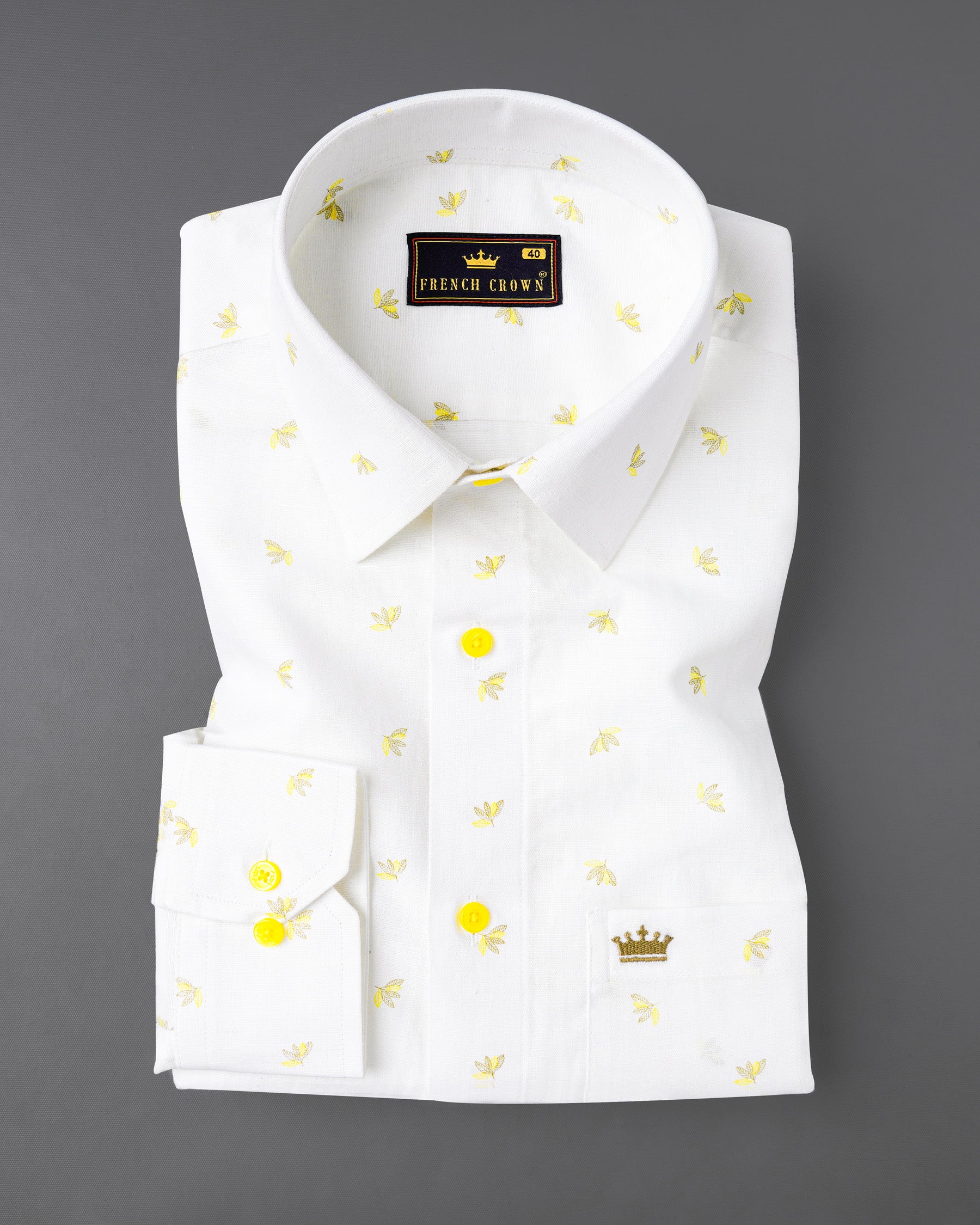 Bright White Leaves Printed Luxurious Linen Shirt 7673-YL-38,7673-YL-38,7673-YL-39,7673-YL-39,7673-YL-40,7673-YL-40,7673-YL-42,7673-YL-42,7673-YL-44,7673-YL-44,7673-YL-46,7673-YL-46,7673-YL-48,7673-YL-48,7673-YL-50,7673-YL-50,7673-YL-52,7673-YL-52