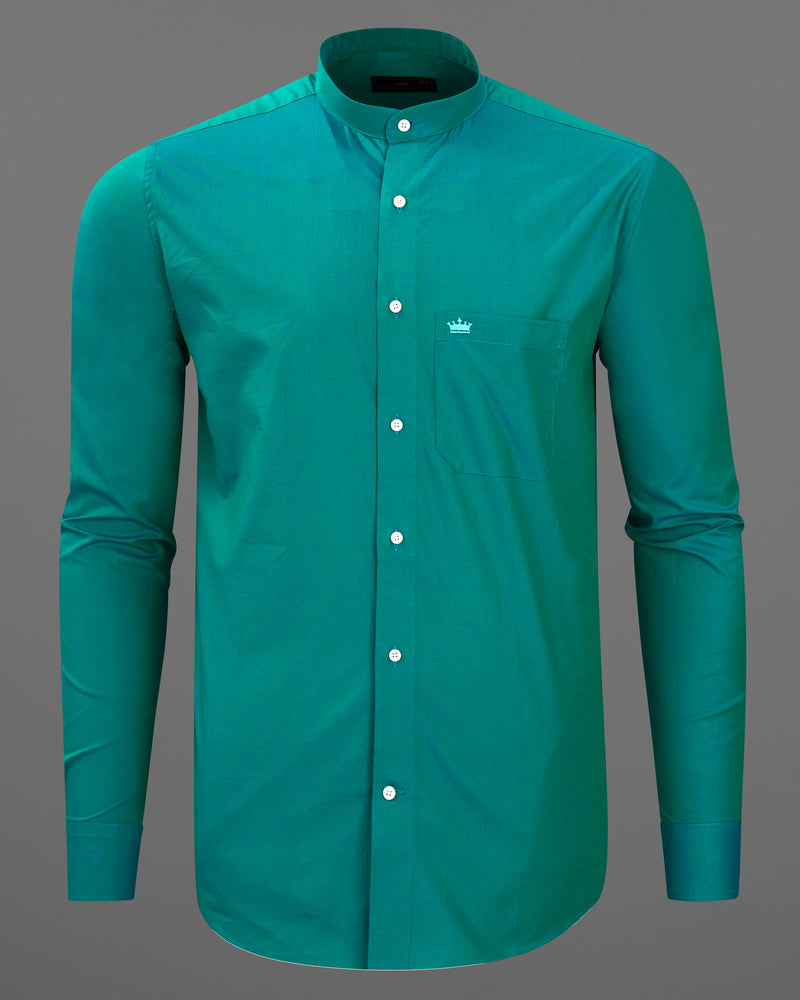 TEAL GREEN CHAMBRAY TEXTURED PREMIUM COTTON SHIRT