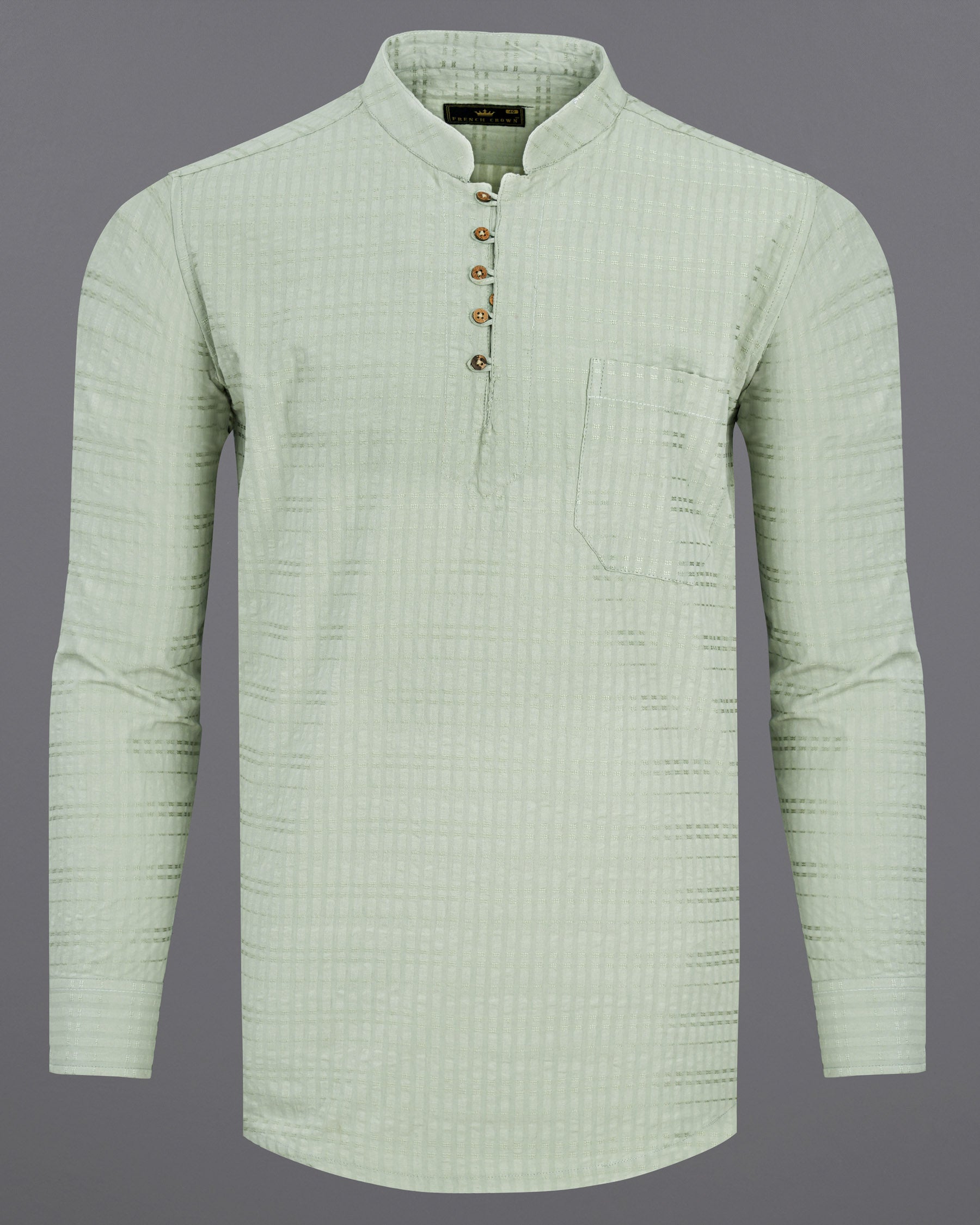 Clay Ash Green Heavyweight Striped Dobby Textured Premium Giza Cotton Kurta Shirt 7684-KS-38, 7684-KS-H-38, 7684-KS-39, 7684-KS-H-39, 7684-KS-40, 7684-KS-H-40, 7684-KS-42, 7684-KS-H-42, 7684-KS-44, 7684-KS-H-44, 7684-KS-46, 7684-KS-H-46, 7684-KS-48, 7684-KS-H-48, 7684-KS-50, 7684-KS-H-50, 7684-KS-52, 7684-KS-H-52