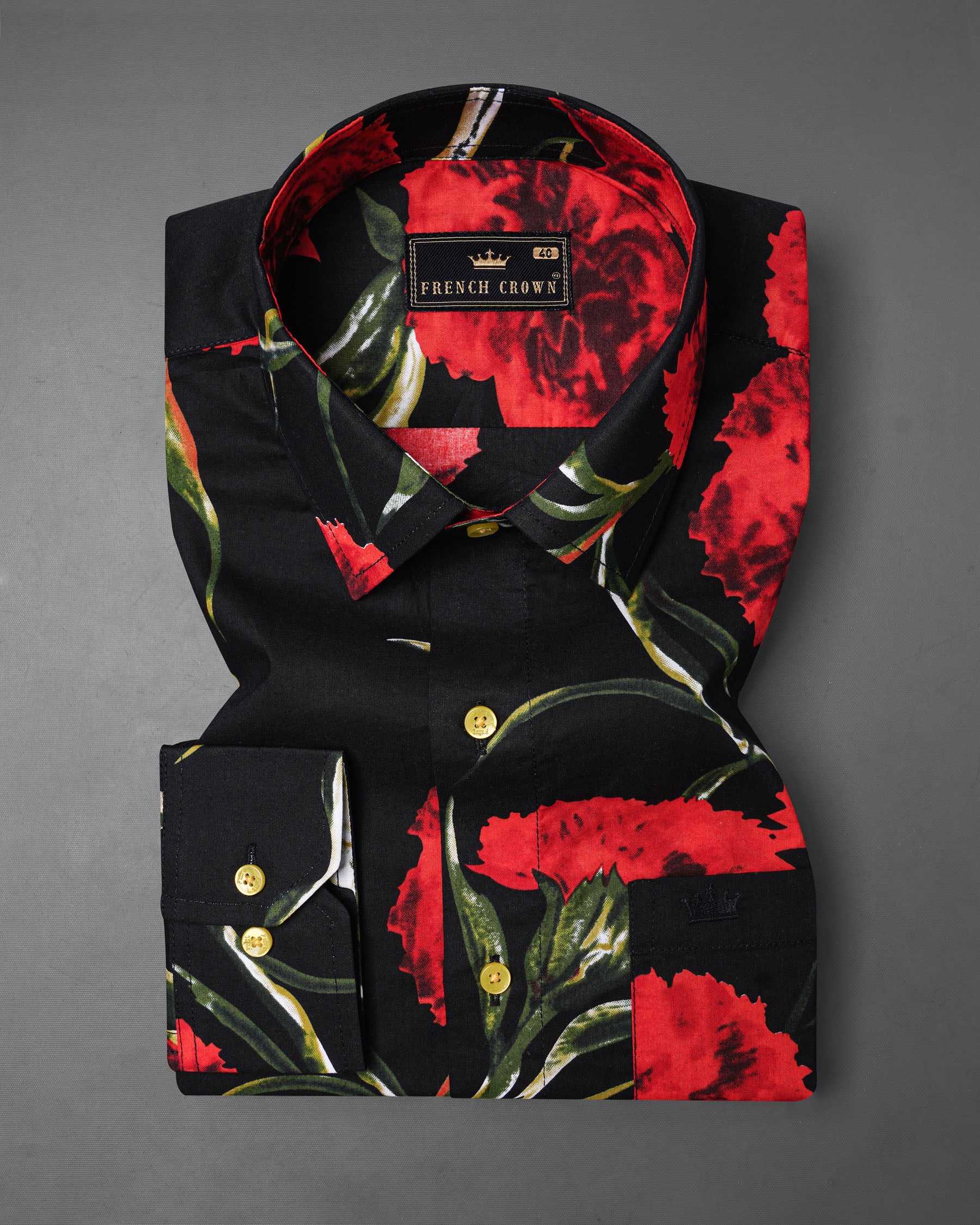 Jade Black With Flush Mahogany Floral Printed Premium Cotton Shirt 7687-YL-38, 7687-YL-H-38, 7687-YL-39, 7687-YL-H-39, 7687-YL-40, 7687-YL-H-40, 7687-YL-42, 7687-YL-H-42, 7687-YL-44, 7687-YL-H-44, 7687-YL-46, 7687-YL-H-46, 7687-YL-48, 7687-YL-H-48, 7687-YL-50, 7687-YL-H-50, 7687-YL-52, 7687-YL-H-52