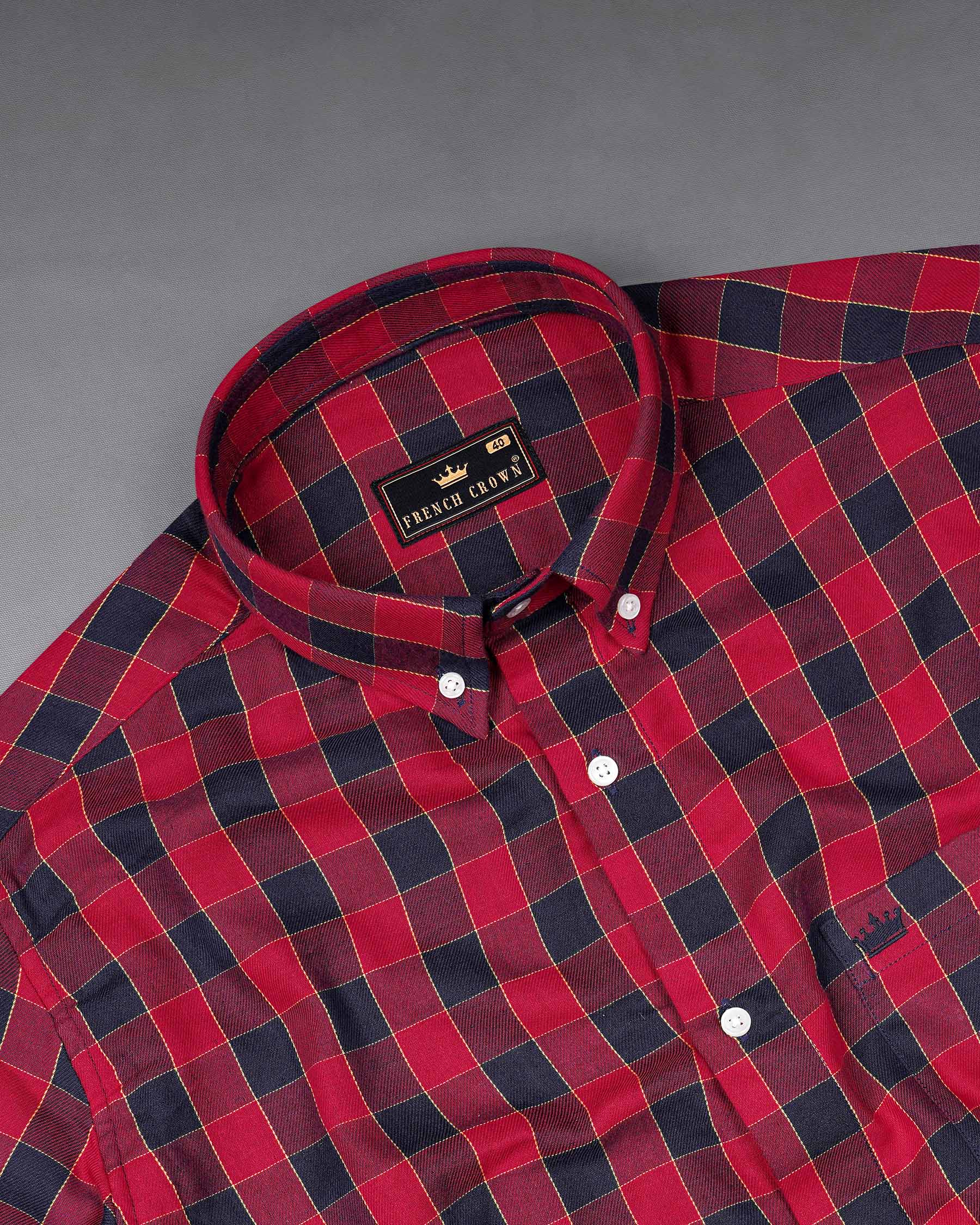 Shiraz Red with Topaz Navy Blue Plaid Twill Premium Cotton Shirt 7705-BD-38,7705-BD-38,7705-BD-39,7705-BD-39,7705-BD-40,7705-BD-40,7705-BD-42,7705-BD-42,7705-BD-44,7705-BD-44,7705-BD-46,7705-BD-46,7705-BD-48,7705-BD-48,7705-BD-50,7705-BD-50,7705-BD-52,7705-BD-52