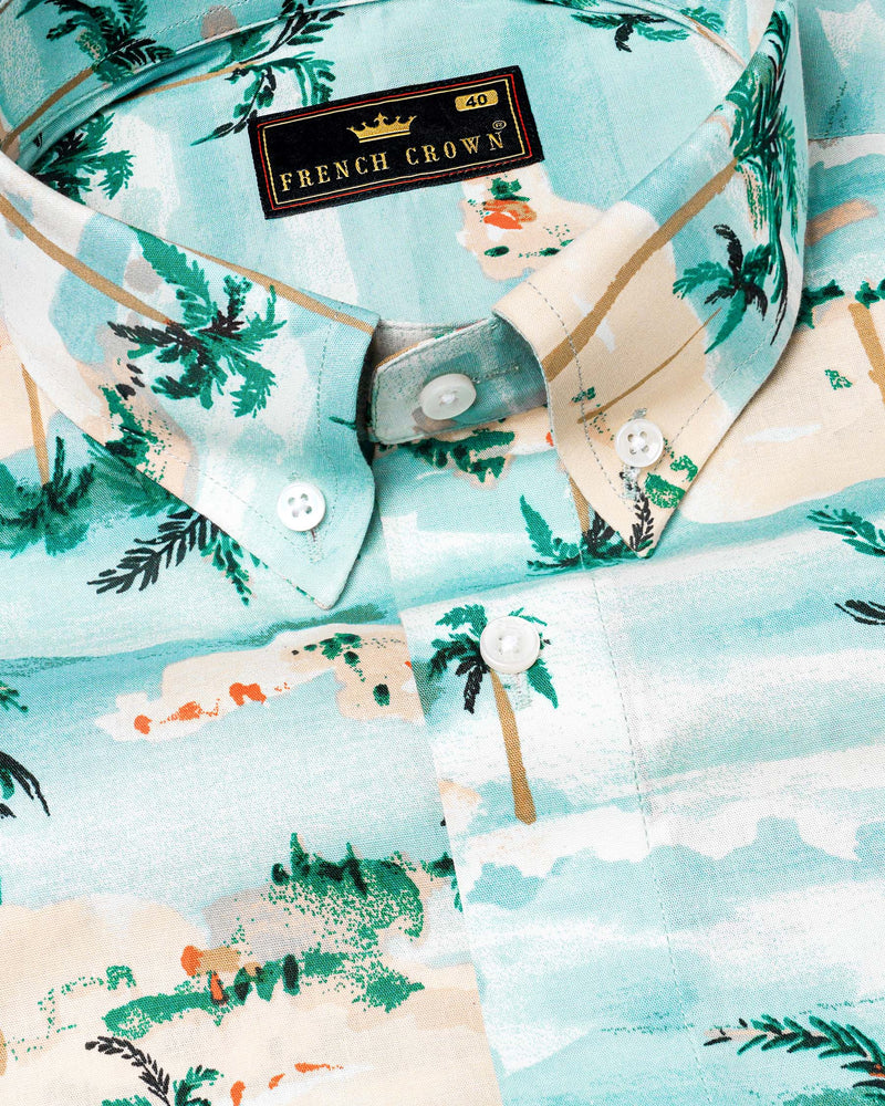 Aqua Island Sea Blue and Limed Spruce Green Tropical Printed Premium Cotton Shirt 7708-BD-38,7708-BD-38,7708-BD-39,7708-BD-39,7708-BD-40,7708-BD-40,7708-BD-42,7708-BD-42,7708-BD-44,7708-BD-44,7708-BD-46,7708-BD-46,7708-BD-48,7708-BD-48,7708-BD-50,7708-BD-50,7708-BD-52,7708-BD-52