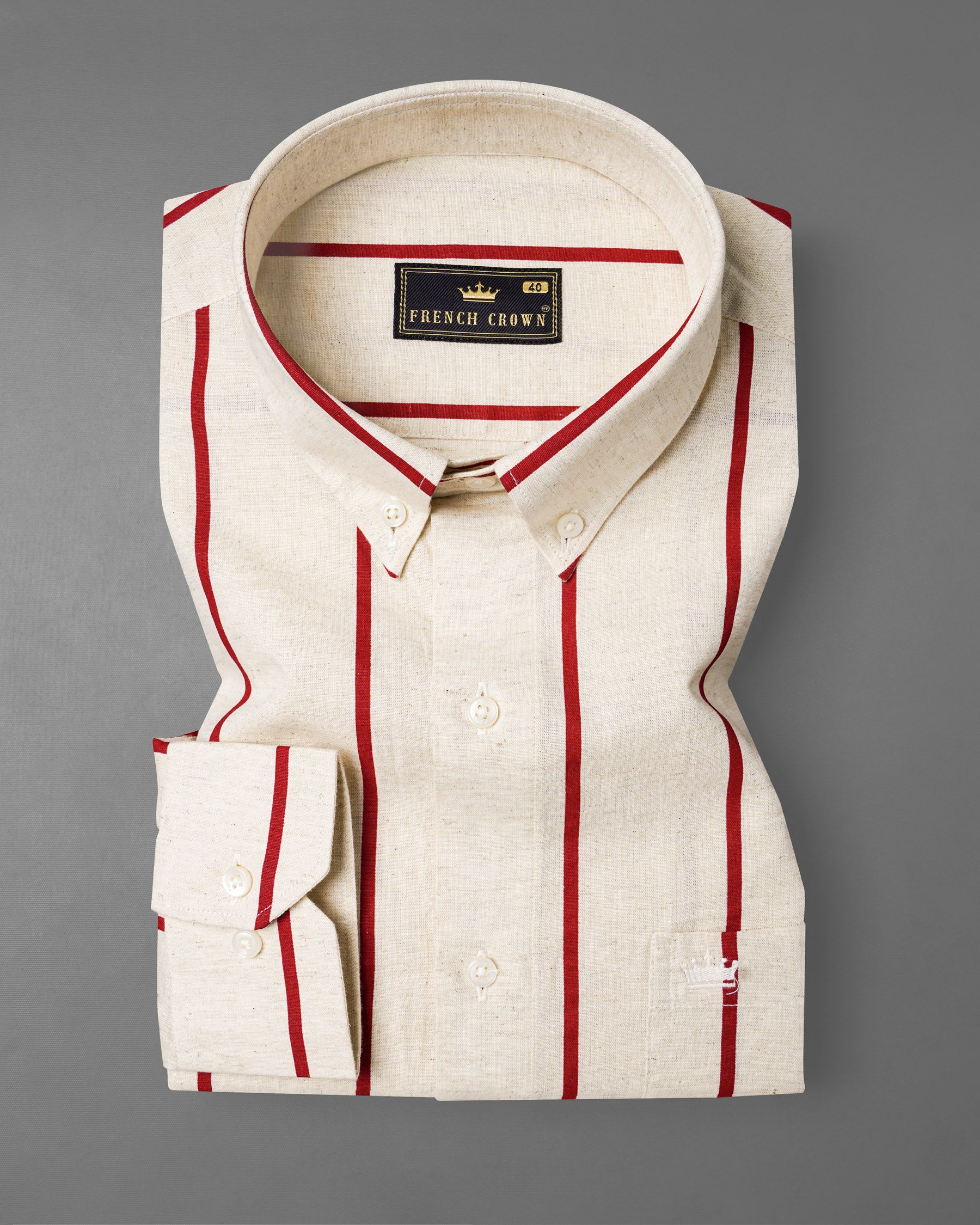 Periglacial Cream With Sangria Red Striped Luxurious Linen Shirt 7710-BD-38,7710-BD-38,7710-BD-39,7710-BD-39,7710-BD-40,7710-BD-40,7710-BD-42,7710-BD-42,7710-BD-44,7710-BD-44,7710-BD-46,7710-BD-46,7710-BD-48,7710-BD-48,7710-BD-50,7710-BD-50,7710-BD-52,7710-BD-52