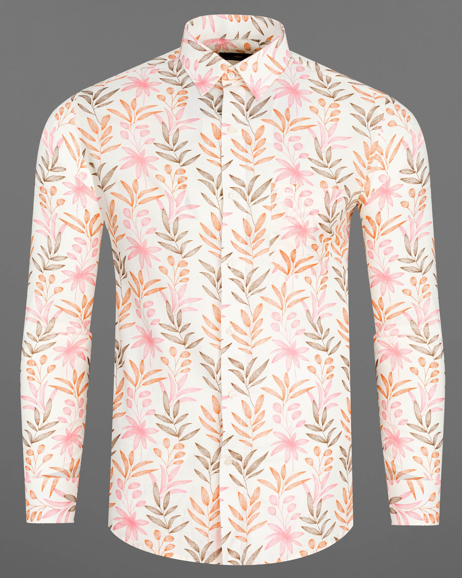 Bright White With Multi Coloured Leaves Printed Premium Cotton Shirt 7729-38,7729-38,7729-39,7729-39,7729-40,7729-40,7729-42,7729-42,7729-44,7729-44,7729-46,7729-46,7729-48,7729-48,7729-50,7729-50,7729-52,7729-52