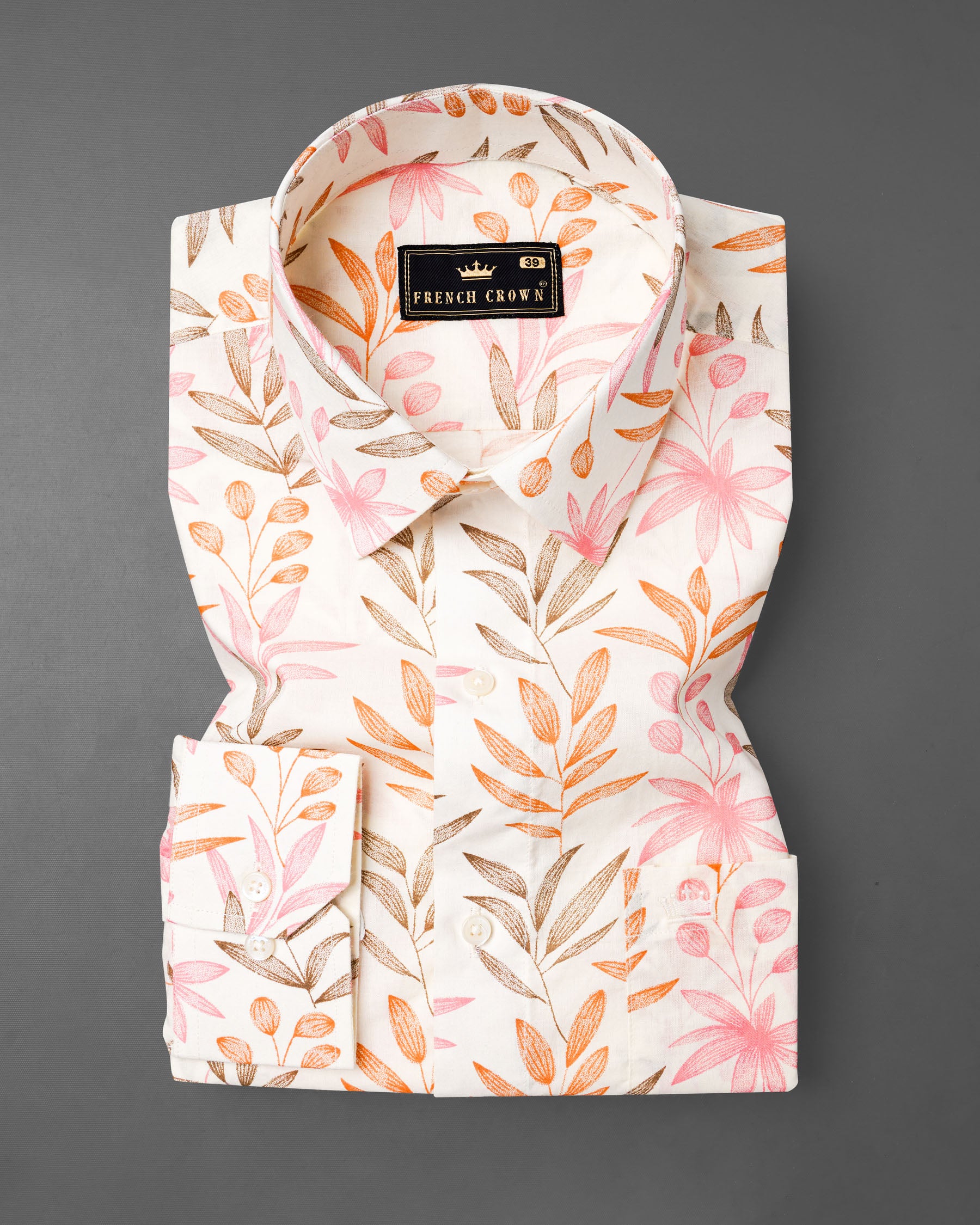 Bright White With Multi Coloured Leaves Printed Premium Cotton Shirt 7729-38,7729-38,7729-39,7729-39,7729-40,7729-40,7729-42,7729-42,7729-44,7729-44,7729-46,7729-46,7729-48,7729-48,7729-50,7729-50,7729-52,7729-52