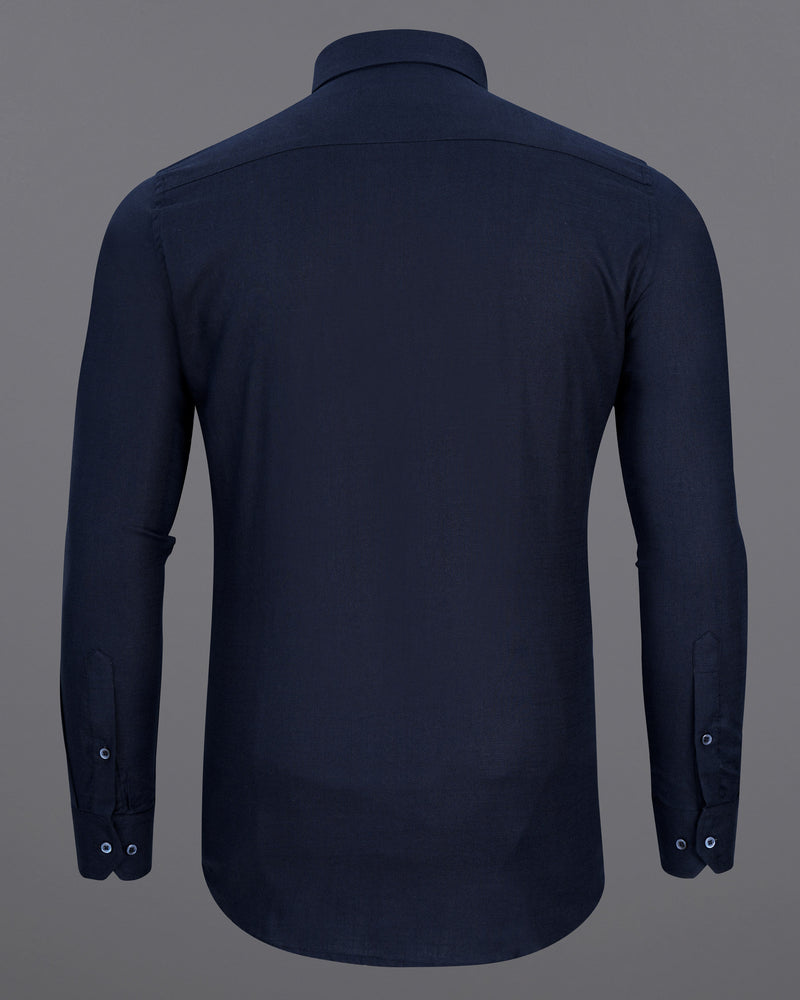 Bleached Cedar Navy Blue Luxurious Linen Shirt