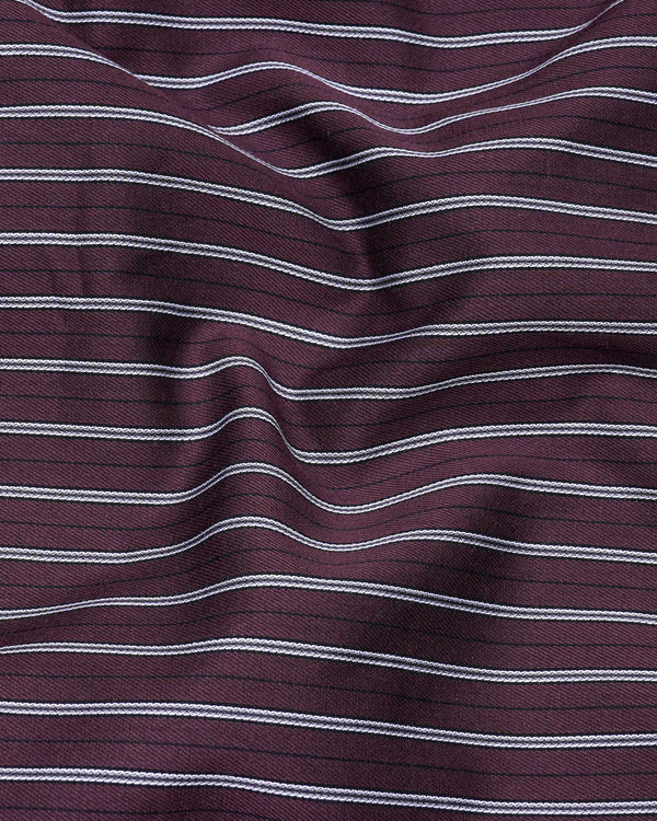 Dune Wine with Black Striped Dobby Textured Premium Giza Cotton Shirt