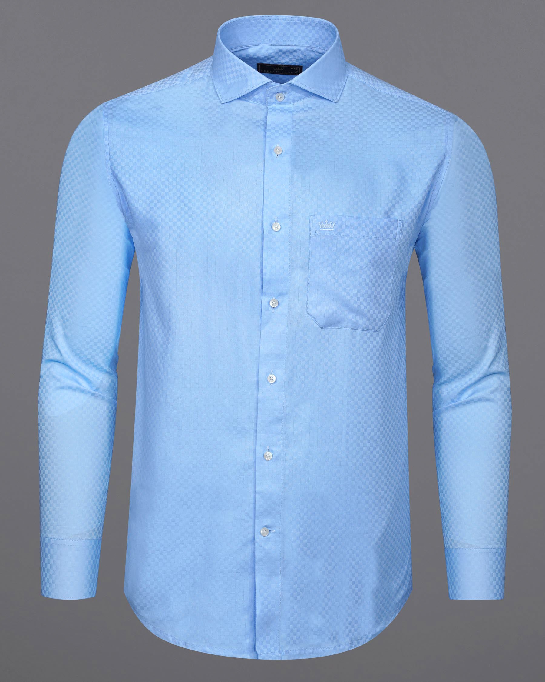 Malibu Blue Dobby Textured Premium Giza Cotton Shirt