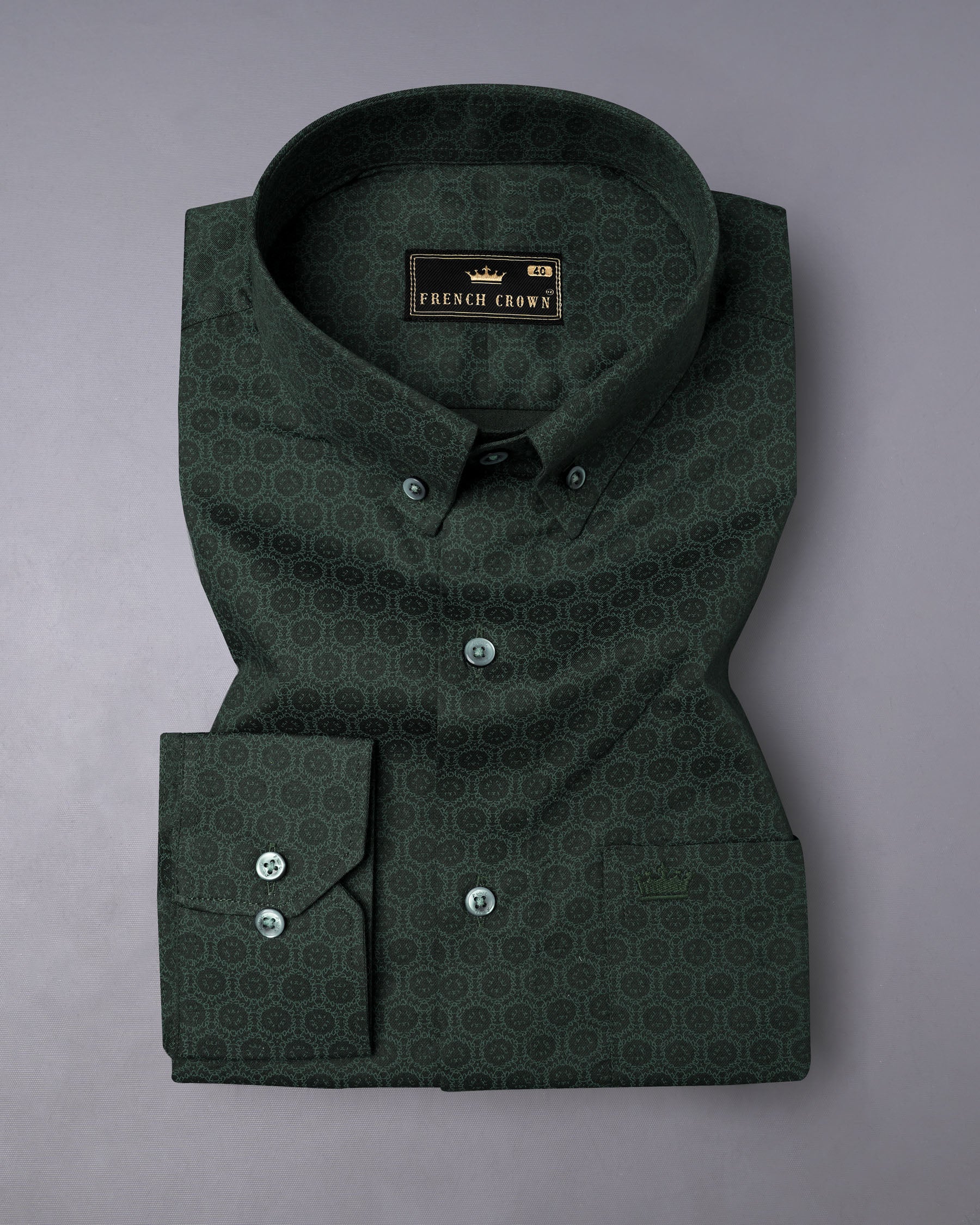 Stromboli Green and Jade Black Printed Premium Cotton Shirt