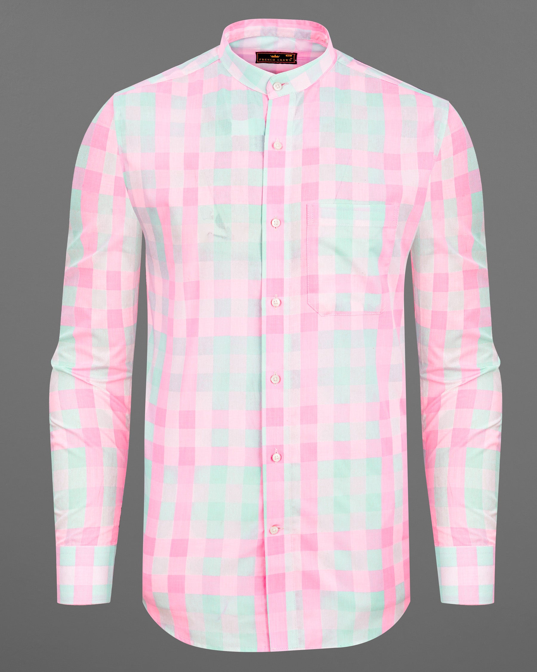 Cherry Blossom Pink and Onahau Sea Blue Plaid  Premium Cotton Kurta Shirt 7791-M-38,7791-M-38,7791-M-39,7791-M-39,7791-M-40,7791-M-40,7791-M-42,7791-M-42,7791-M-44,7791-M-44,7791-M-46,7791-M-46,7791-M-48,7791-M-48,7791-M-50,7791-M-50,7791-M-52,7791-M-52