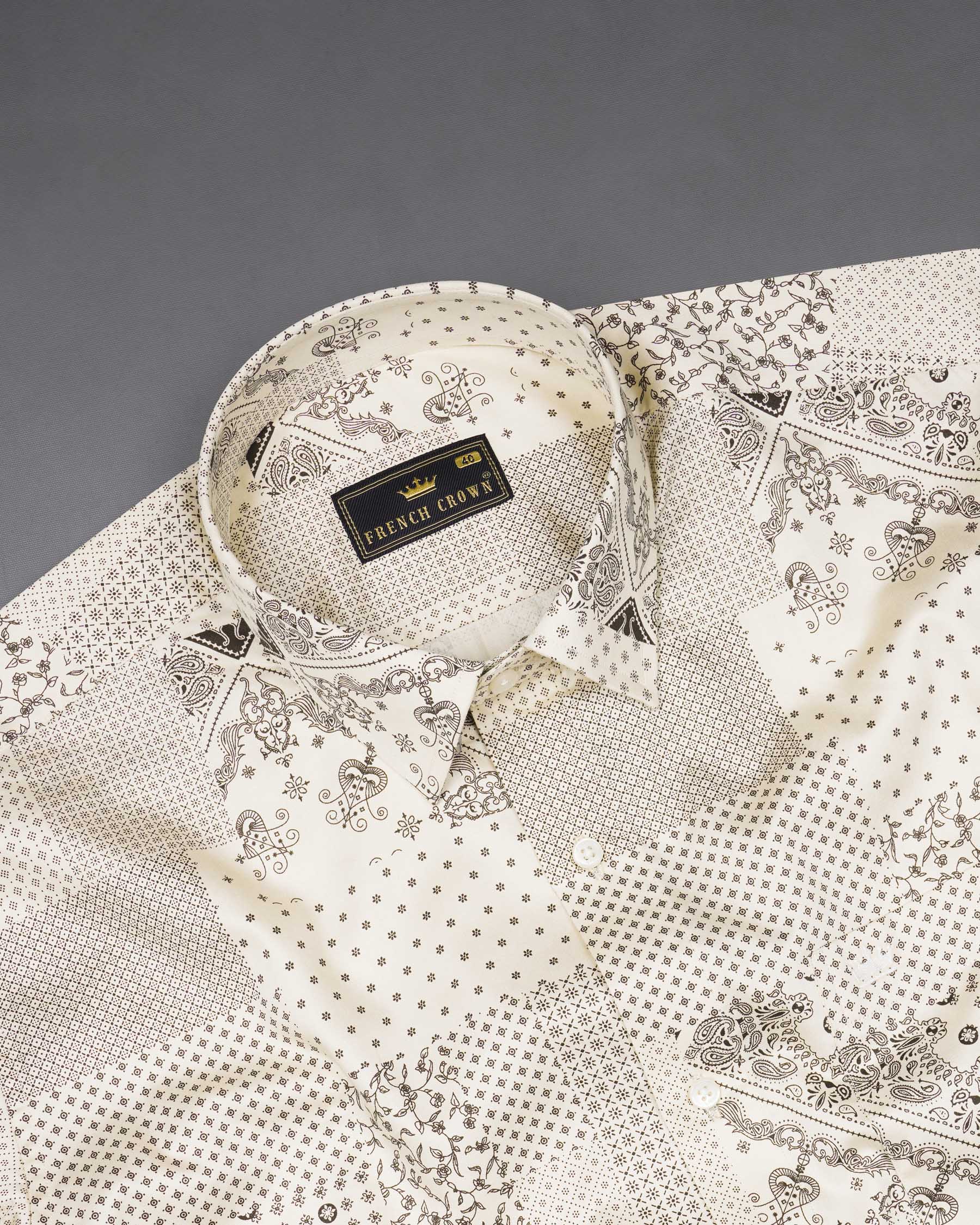 Pearl Bush Cream Boho Chic Printed Super Soft Premium Cotton Shirt 7803-38,7803-38,7803-39,7803-39,7803-40,7803-40,7803-42,7803-42,7803-44,7803-44,7803-46,7803-46,7803-48,7803-48,7803-50,7803-50,7803-52,7803-52