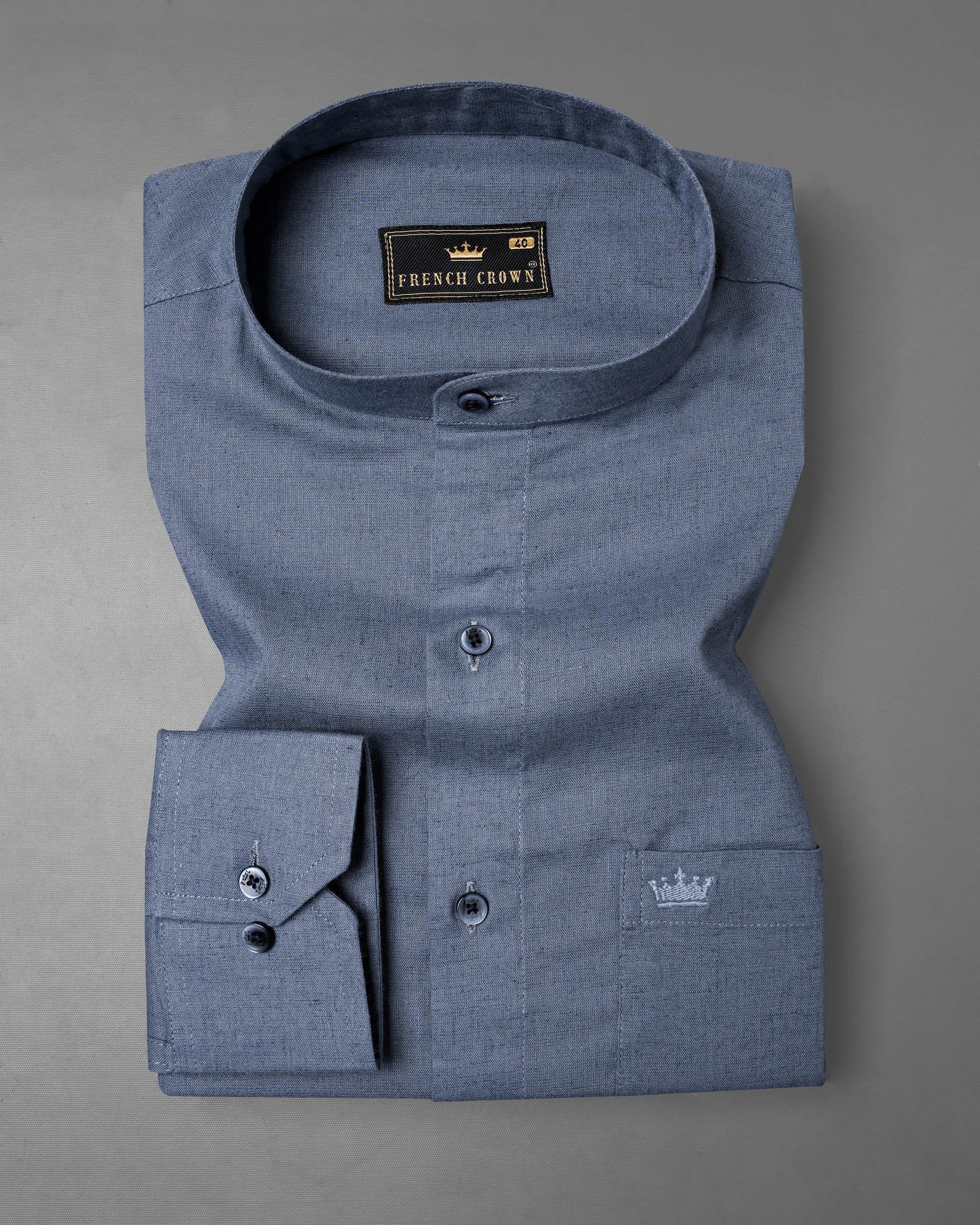 Bluish Gray Luxurious Linen Shirt