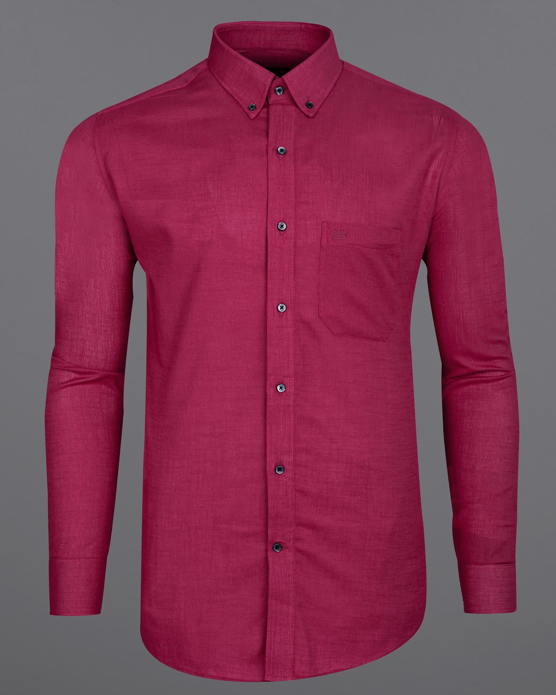 Mulberry Pink Formal/Casual Textured Premium Cotton Button