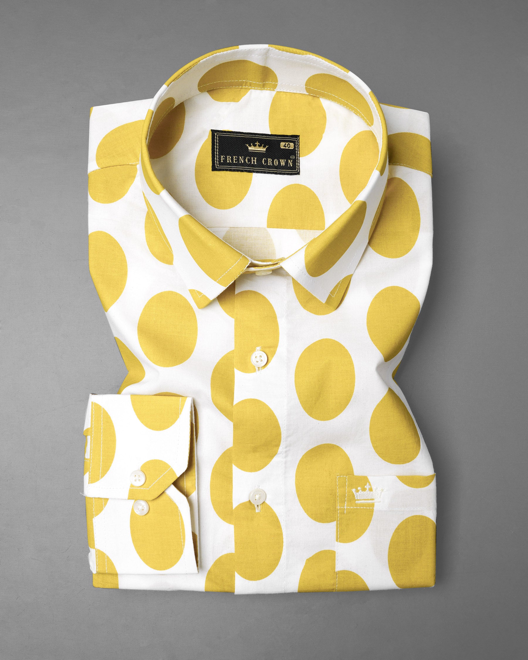 Bright White Polka Dotted Premium Cotton Shirt 7851-38,7851-38,7851-39,7851-39,7851-40,7851-40,7851-42,7851-42,7851-44,7851-44,7851-46,7851-46,7851-48,7851-48,7851-50,7851-50,7851-52,7851-52