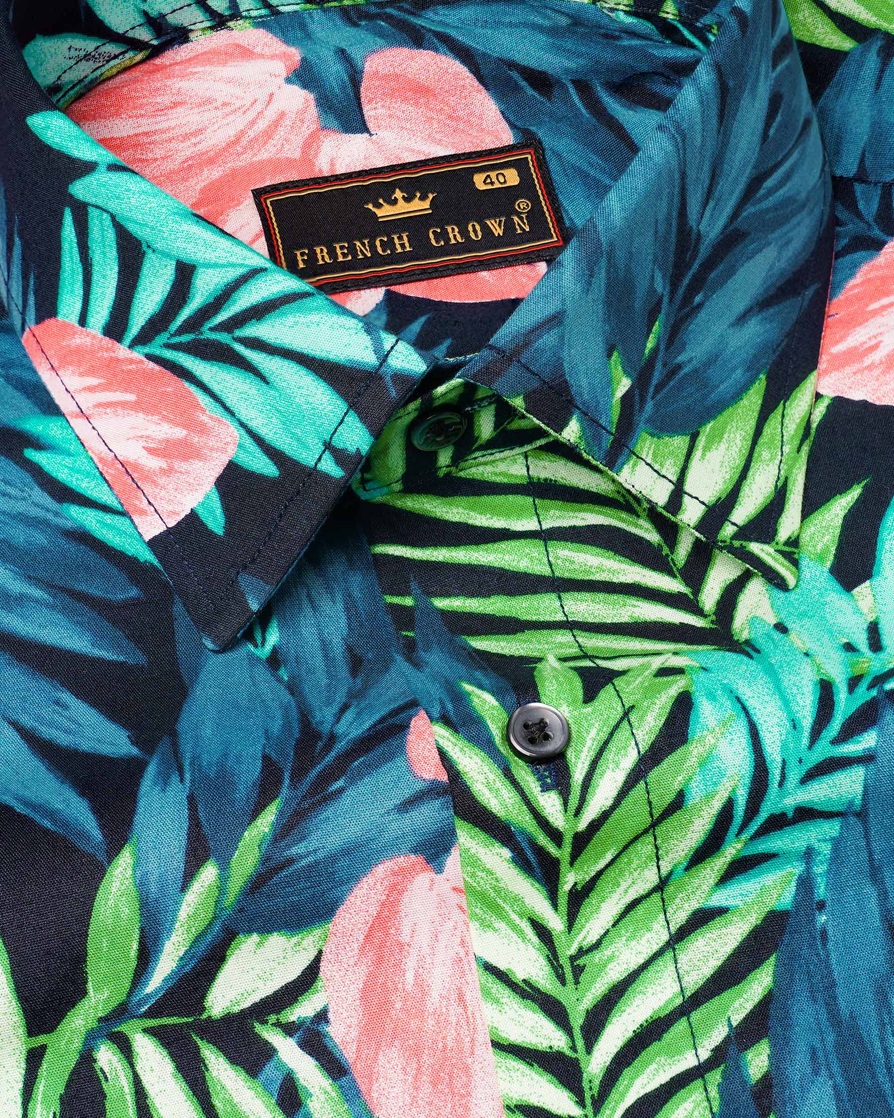 Allports Blue and Mantis Green Leaves Printed Premium Cotton Shirt 7871-BLK -38,7871-BLK -H-38,7871-BLK -39,7871-BLK -H-39,7871-BLK -40,7871-BLK -H-40,7871-BLK -42,7871-BLK -H-42,7871-BLK -44,7871-BLK -H-44,7871-BLK -46,7871-BLK -H-46,7871-BLK -48,7871-BLK -H-48,7871-BLK -50,7871-BLK -H-50,7871-BLK -52,7871-BLK -H-52