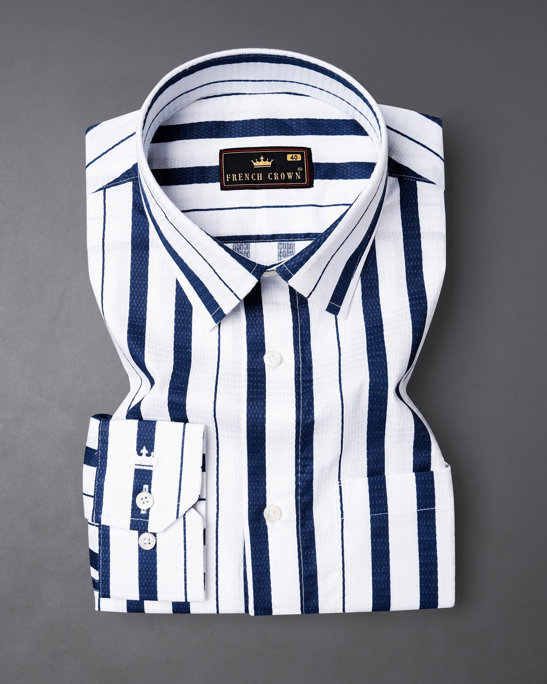 Bright White and Tangaroa Blue Striped Dobby Textured Premium Giza Cotton Shirt  7887 -38,7887 -H-38,7887 -39,7887 -H-39,7887 -40,7887 -H-40,7887 -42,7887 -H-42,7887 -44,7887 -H-44,7887 -46,7887 -H-46,7887 -48,7887 -H-48,7887 -50,7887 -H-50,7887 -52,7887 -H-52