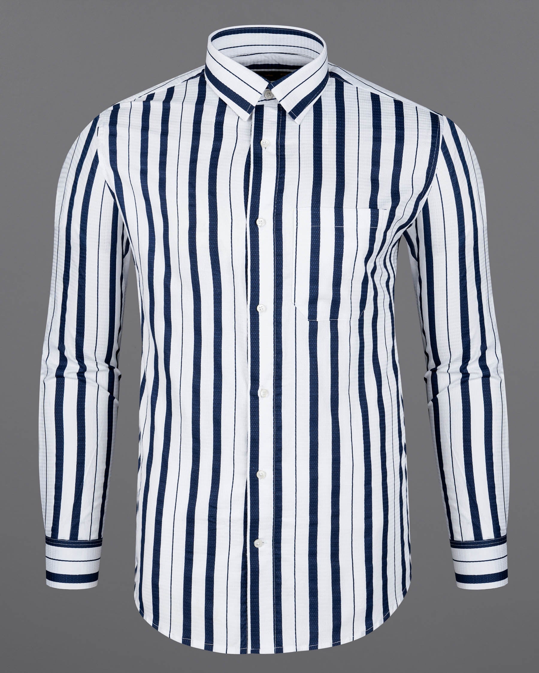 Bright White and Tangaroa Blue Striped Dobby Textured Premium Giza Cotton Shirt  7887 -38,7887 -H-38,7887 -39,7887 -H-39,7887 -40,7887 -H-40,7887 -42,7887 -H-42,7887 -44,7887 -H-44,7887 -46,7887 -H-46,7887 -48,7887 -H-48,7887 -50,7887 -H-50,7887 -52,7887 -H-52