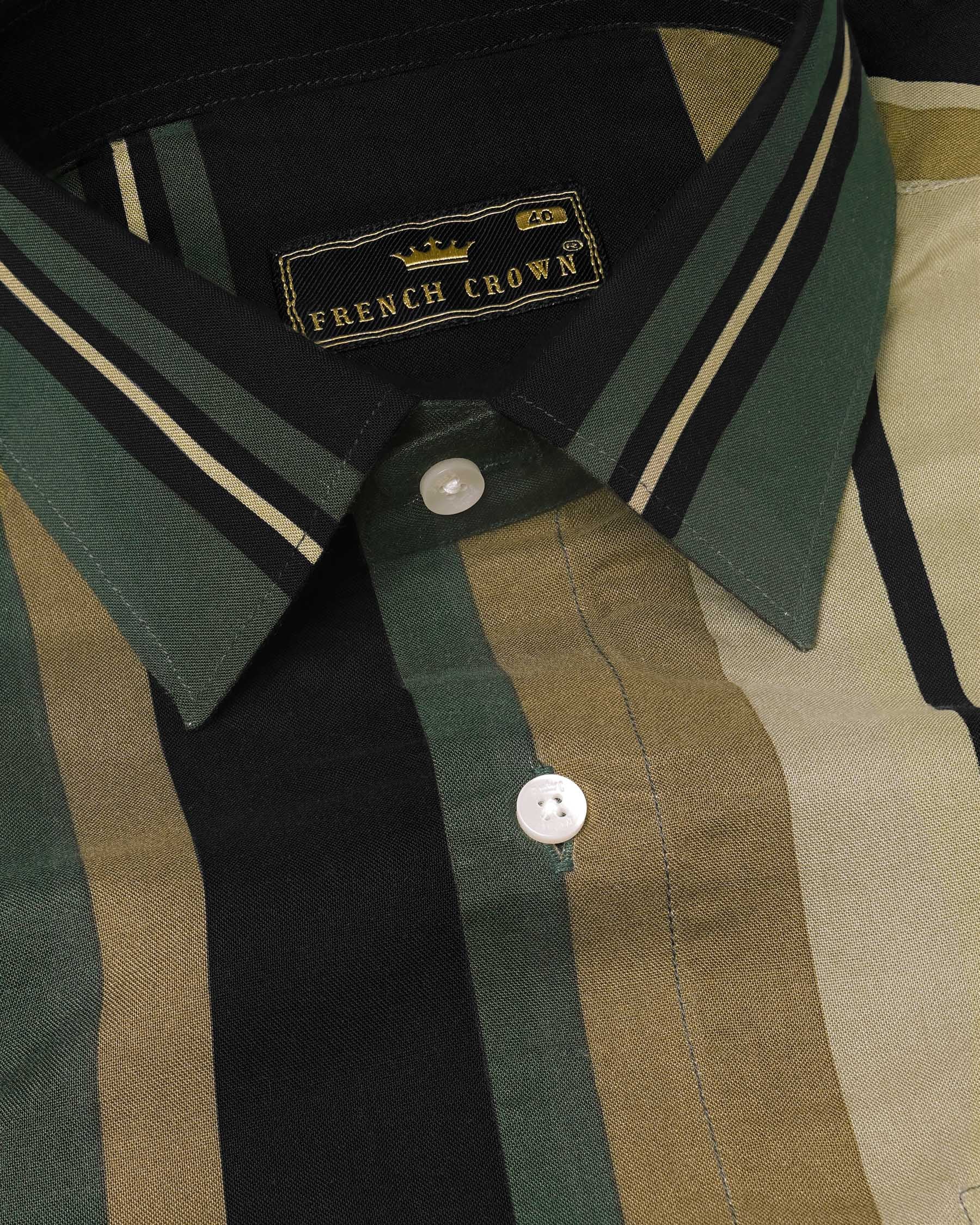 Clay Light Green and Heathered Brown Striped Premium Tencel Shirt 7901 -38,7901 -H-38,7901 -39,7901 -H-39,7901 -40,7901 -H-40,7901 -42,7901 -H-42,7901 -44,7901 -H-44,7901 -46,7901 -H-46,7901 -48,7901 -H-48,7901 -50,7901 -H-50,7901 -52,7901 -H-52