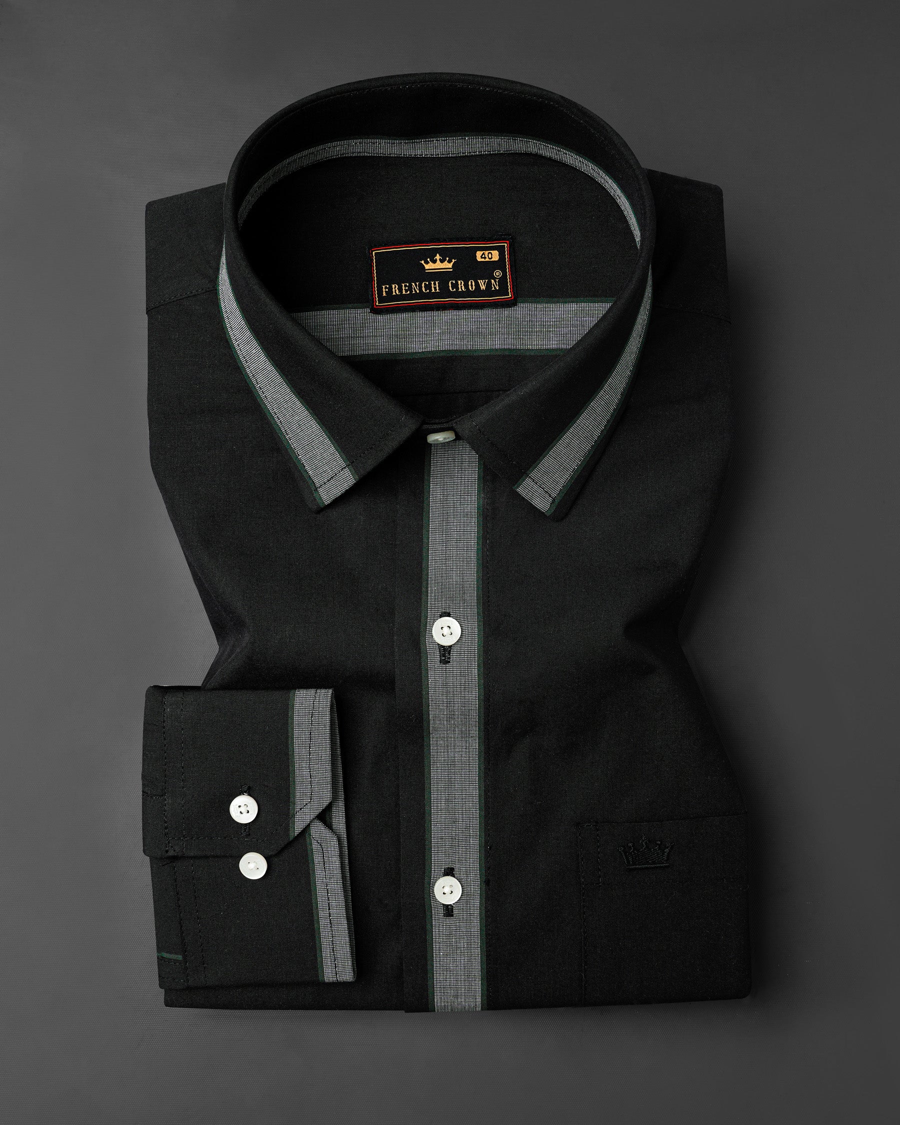 Jade Black With Gray Striped Premium Cotton Shirt 7947-38,7947-H-38,7947-39,7947-H-39,7947-40,7947-H-40,7947-42,7947-H-42,7947-44,7947-H-44,7947-46,7947-H-46,7947-48,7947-H-48,7947-50,7947-H-50,7947-52,7947-H-52