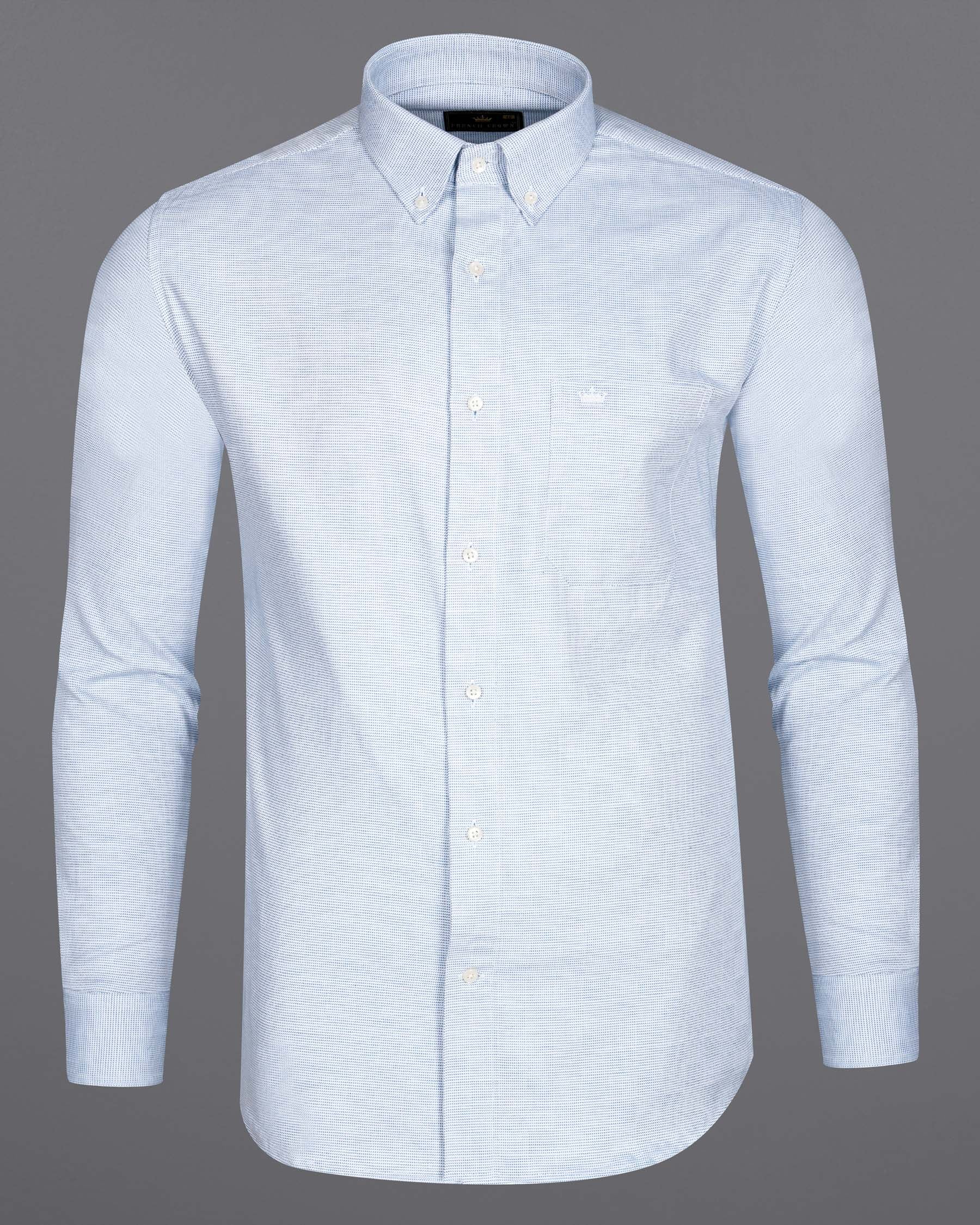 Ship Cove Blue and White Dobby Textured Premium Giza Cotton Shirt