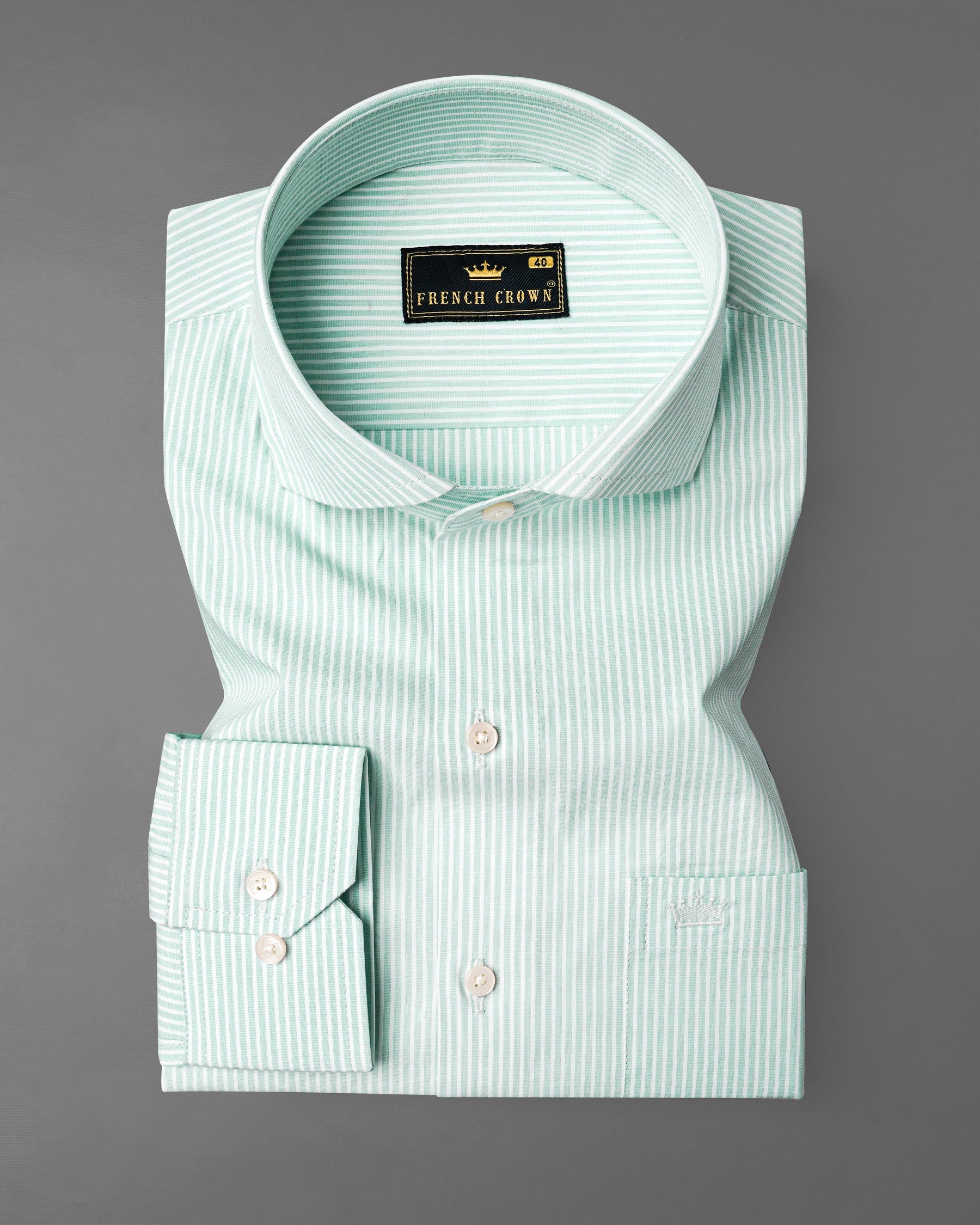 Surf Crest Light Green with White Pinstriped Premium Cotton Shirt 7962-CA-38, 7962-CA-H-38, 7962-CA-39, 7962-CA-H-39, 7962-CA-40, 7962-CA-H-40, 7962-CA-42, 7962-CA-H-42, 7962-CA-44, 7962-CA-H-44, 7962-CA-46, 7962-CA-H-46, 7962-CA-48, 7962-CA-H-48, 7962-CA-50, 7962-CA-H-50, 7962-CA-52, 7962-CA-H-52