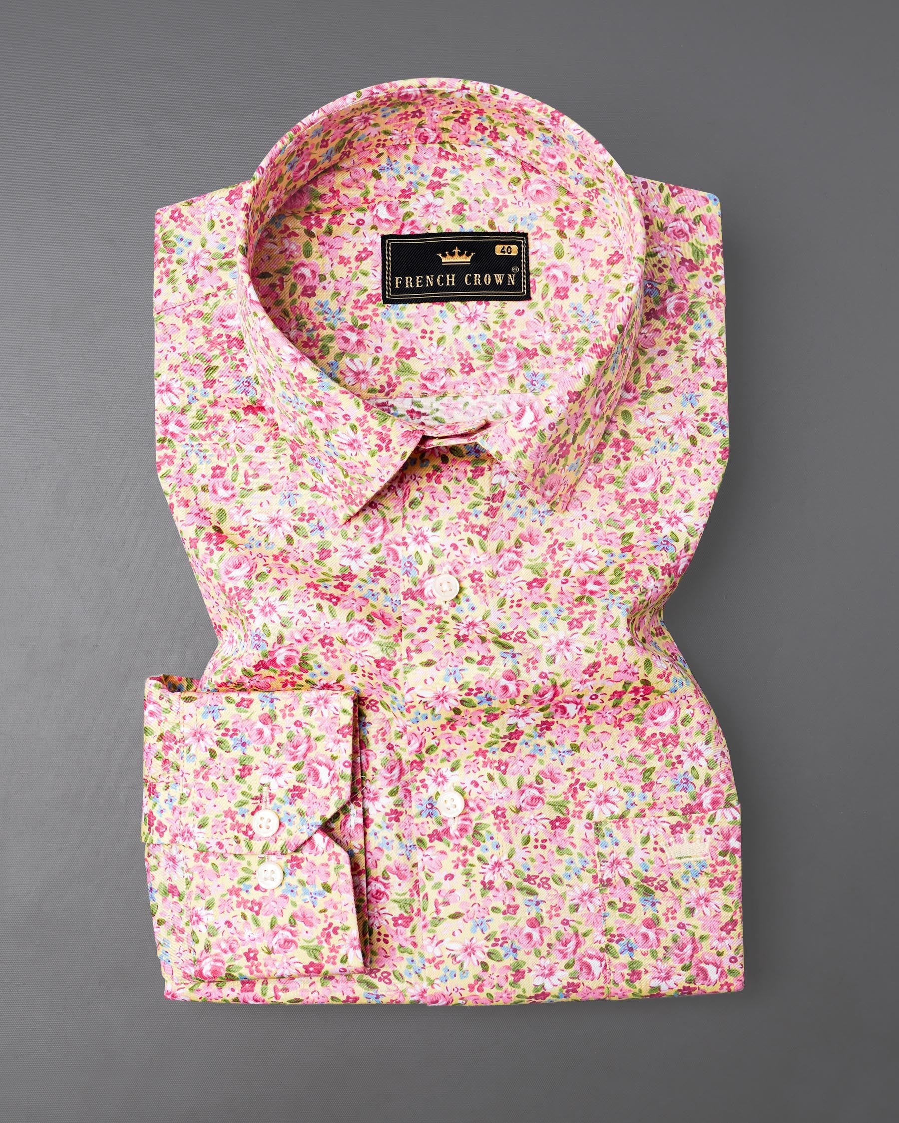 Cupid Pink With Multicolored Ditzy Printed Premium Cotton Shirt  7963-38,7963-H-38,7963-39,7963-H-39,7963-40,7963-H-40,7963-42,7963-H-42,7963-44,7963-H-44,7963-46,7963-H-46,7963-48,7963-H-48,7963-50,7963-H-50,7963-52,7963-H-52