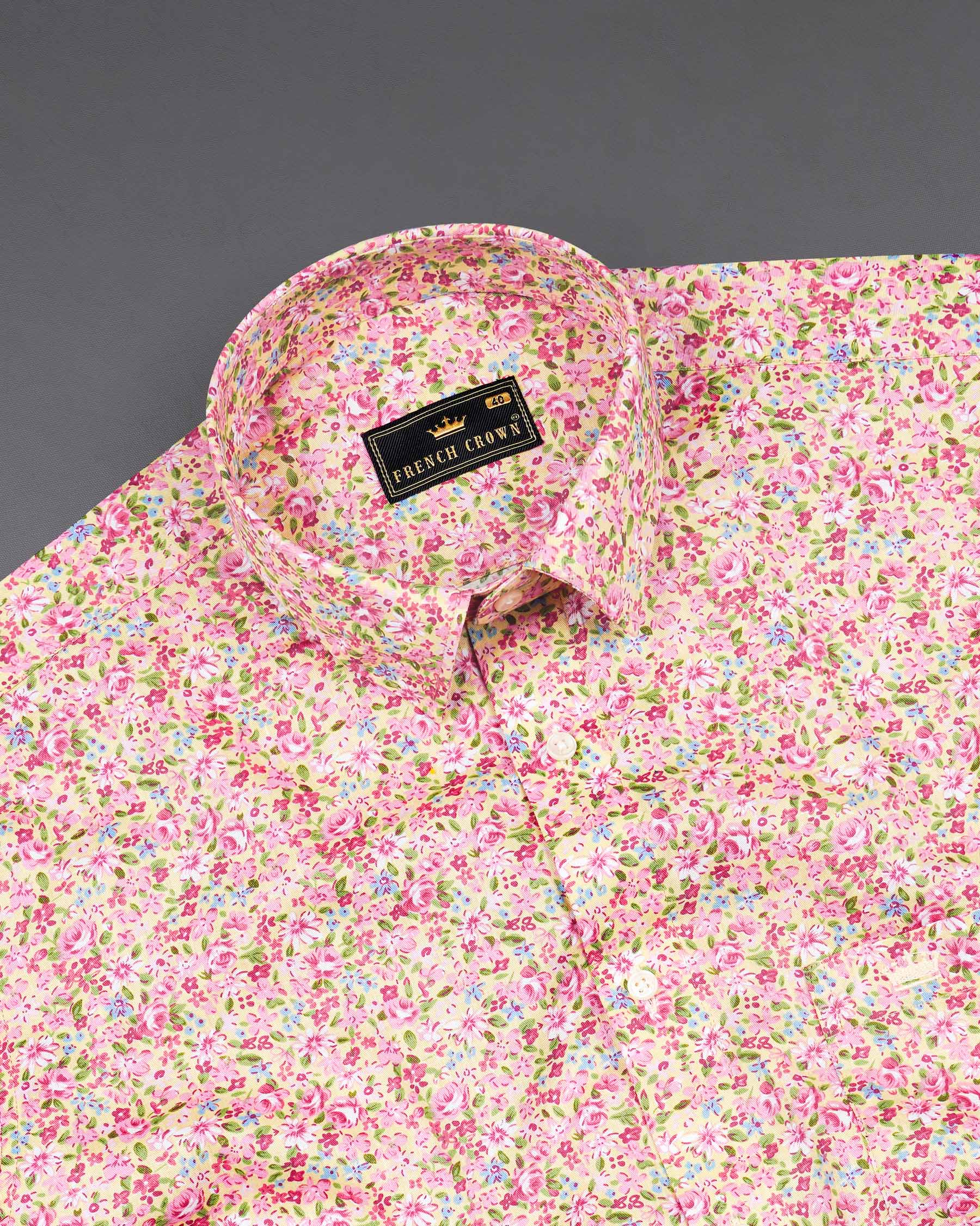 Cupid Pink With Multicolored Ditzy Printed Premium Cotton Shirt  7963-38,7963-H-38,7963-39,7963-H-39,7963-40,7963-H-40,7963-42,7963-H-42,7963-44,7963-H-44,7963-46,7963-H-46,7963-48,7963-H-48,7963-50,7963-H-50,7963-52,7963-H-52