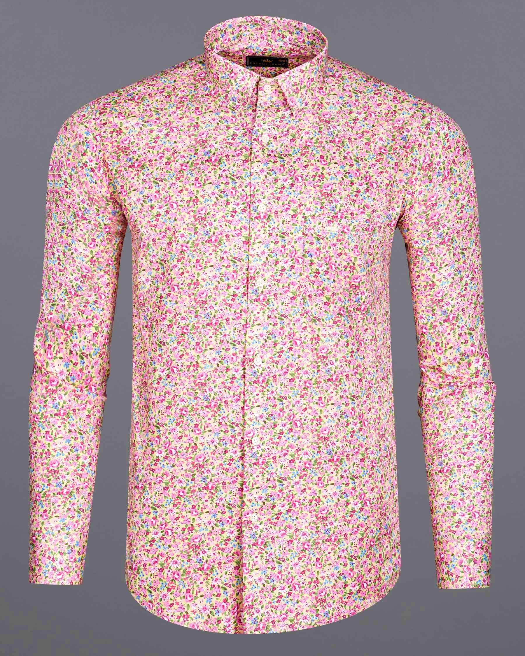 Cupid Pink With Multicolored Ditzy Printed Premium Cotton Shirt  7963-38,7963-H-38,7963-39,7963-H-39,7963-40,7963-H-40,7963-42,7963-H-42,7963-44,7963-H-44,7963-46,7963-H-46,7963-48,7963-H-48,7963-50,7963-H-50,7963-52,7963-H-52