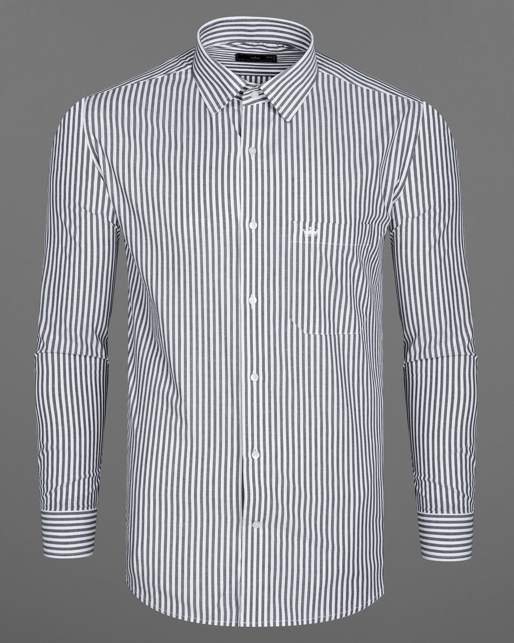 Dolphin Gray and White Striped Premium Cotton Shirt 7966-38,7966-H-38,7966-39,7966-H-39,7966-40,7966-H-40,7966-42,7966-H-42,7966-44,7966-H-44,7966-46,7966-H-46,7966-48,7966-H-48,7966-50,7966-H-50,7966-52,7966-H-52