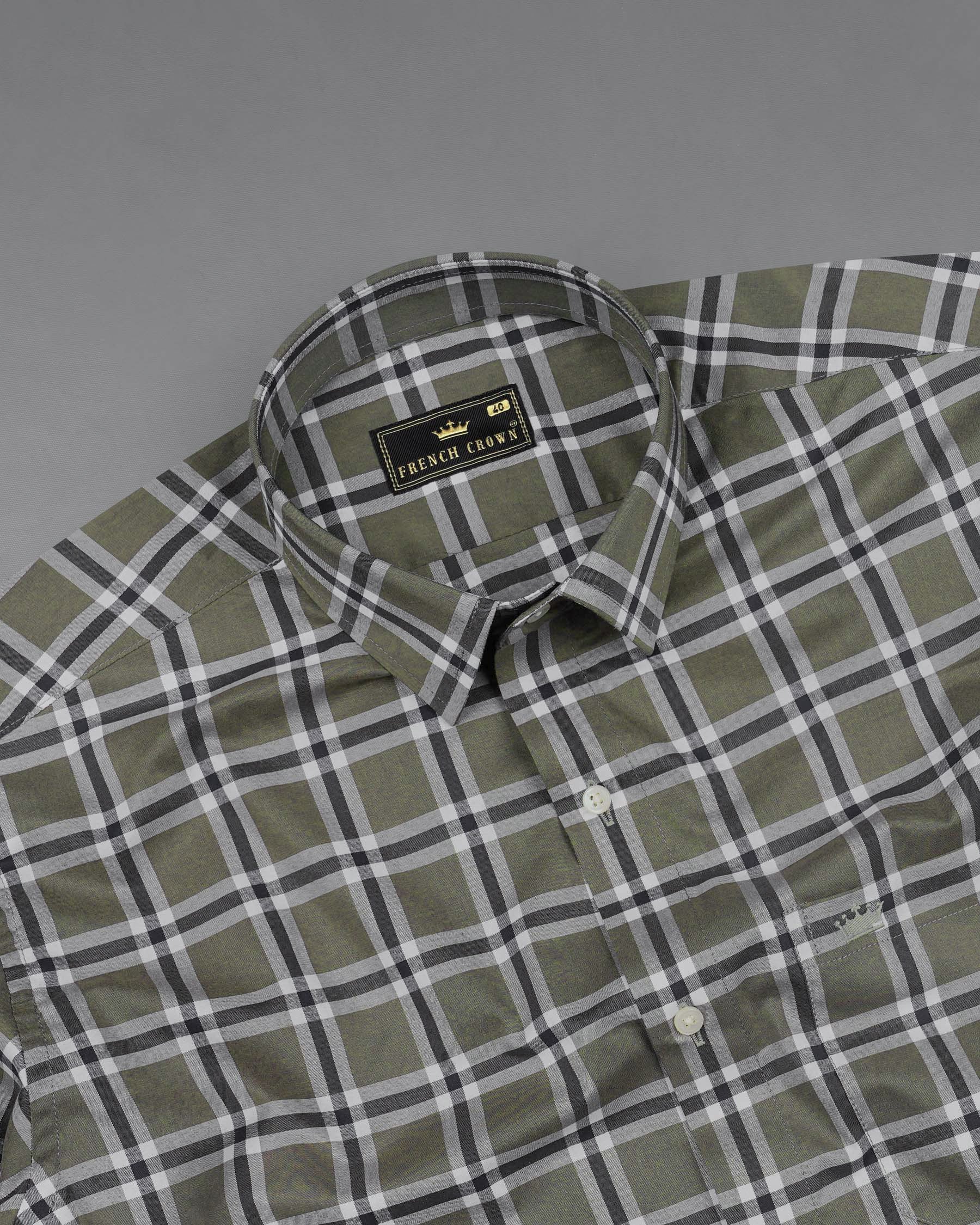 Rifle Green Plaid Premium Cotton shirt