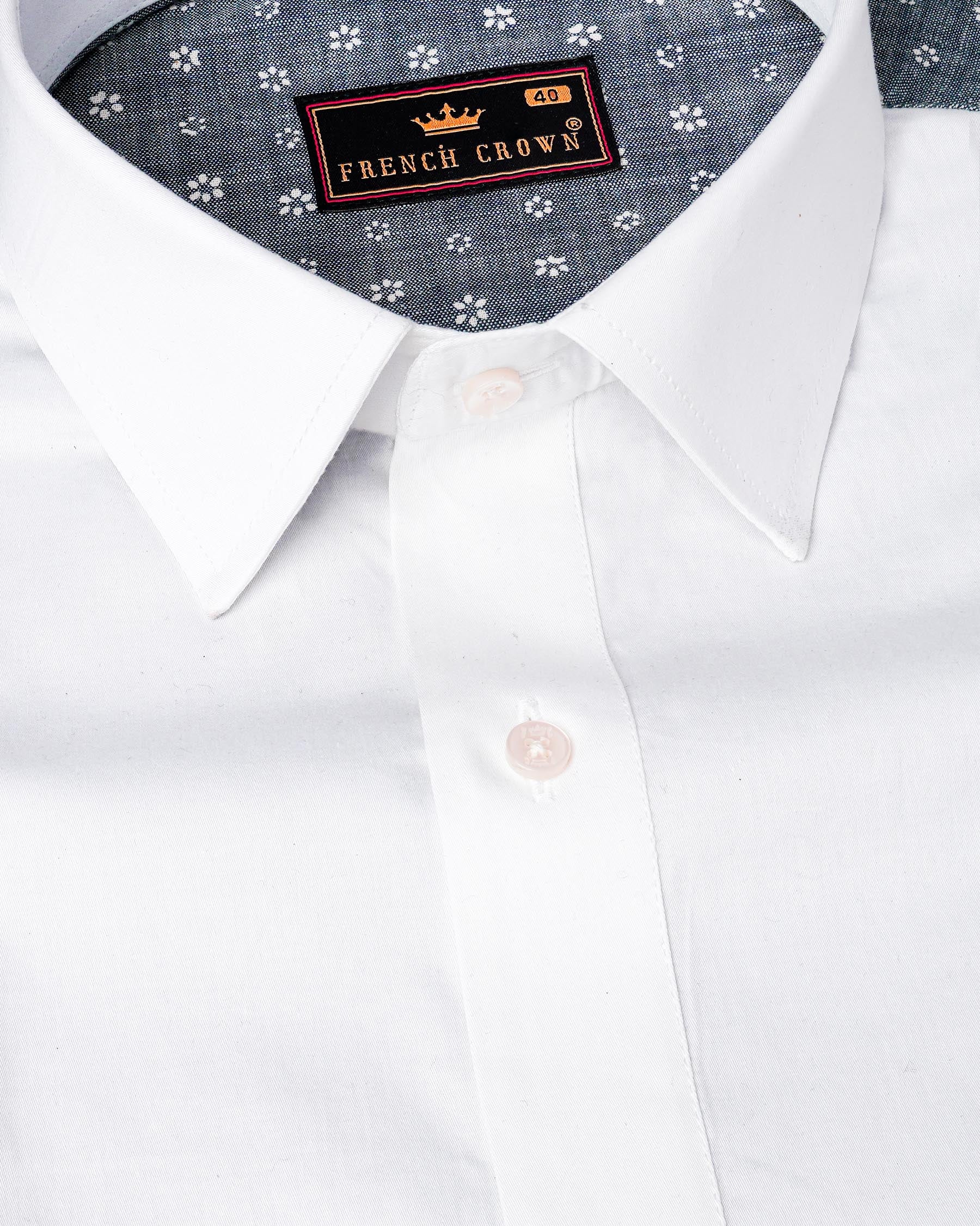 Comet Gray and Bright White Chambray Premium Cotton Designer Shirt