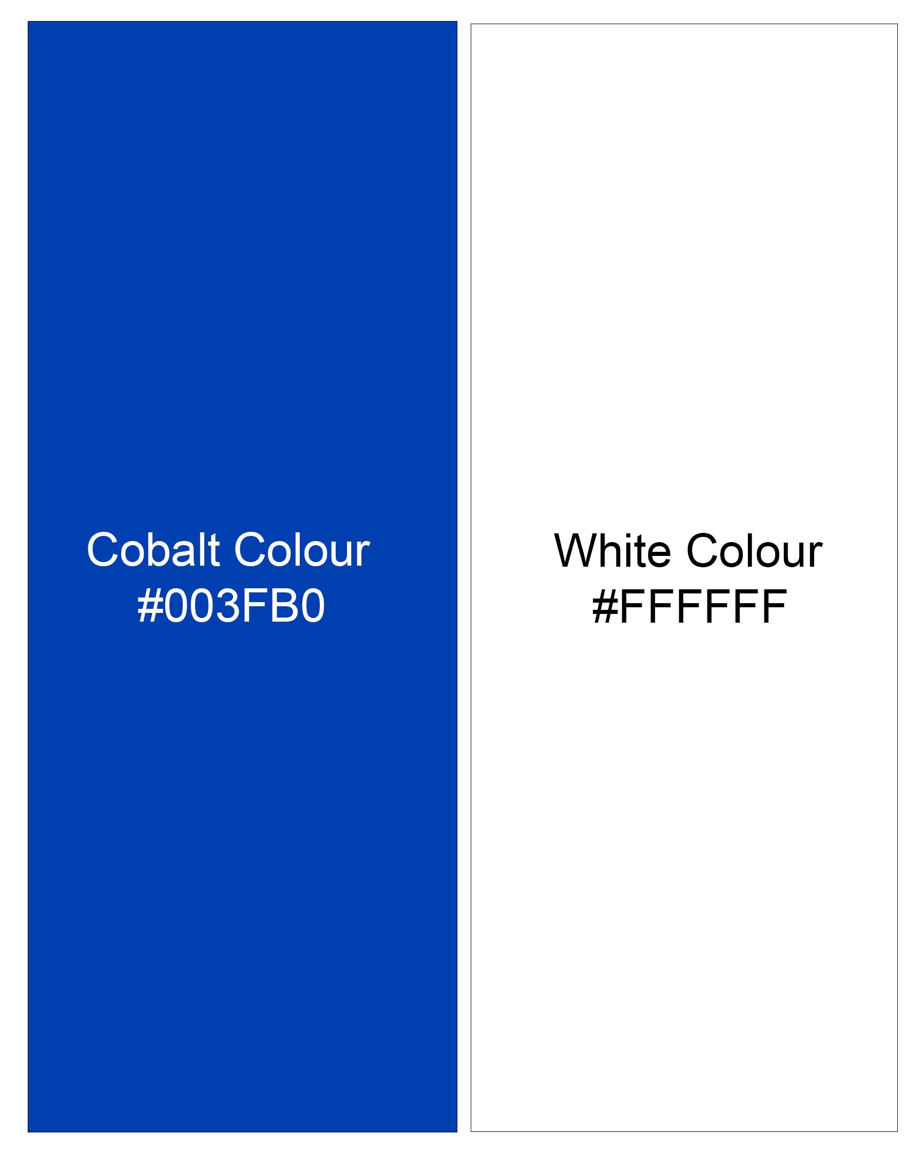 Cobalt Blue and White Half Checked Premium Cotton Designer Shirt