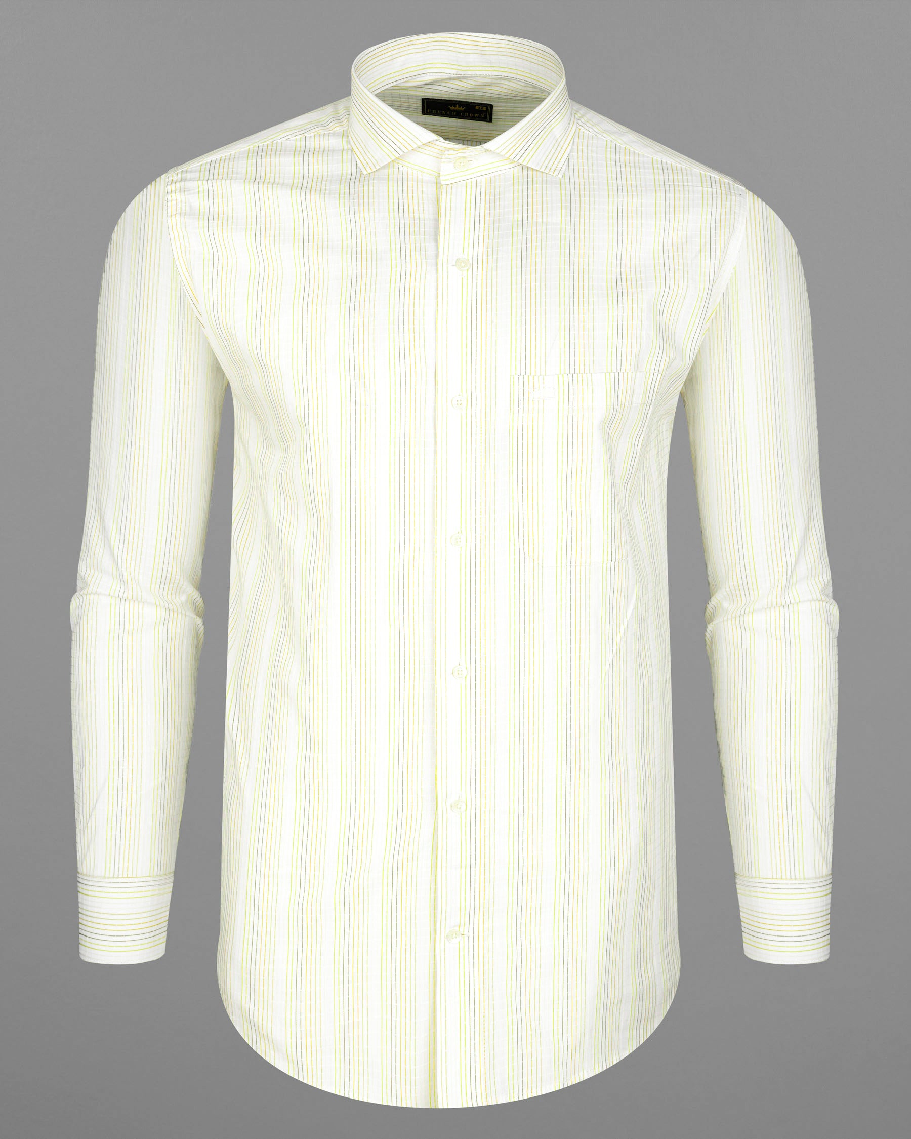 Timberwolf Brown Pinstriped Dobby Textured Premium Giza Cotton Shirt