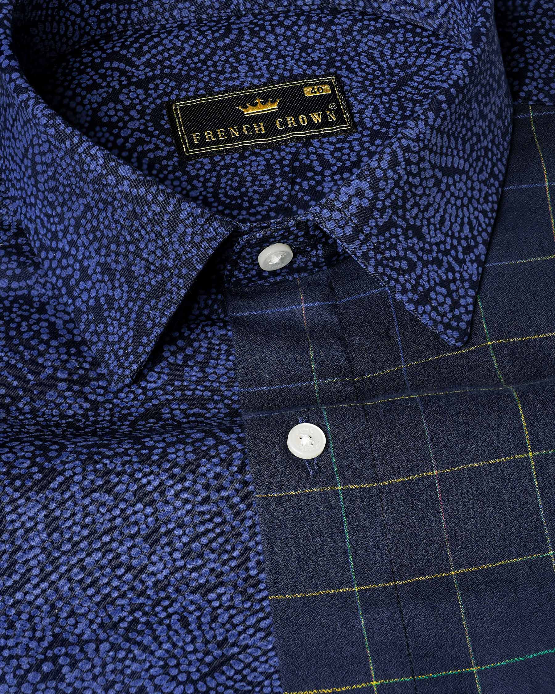 Licorice and Victoria Blue Plaid Dobby Textured Premium Giza Cotton Designer Shirt