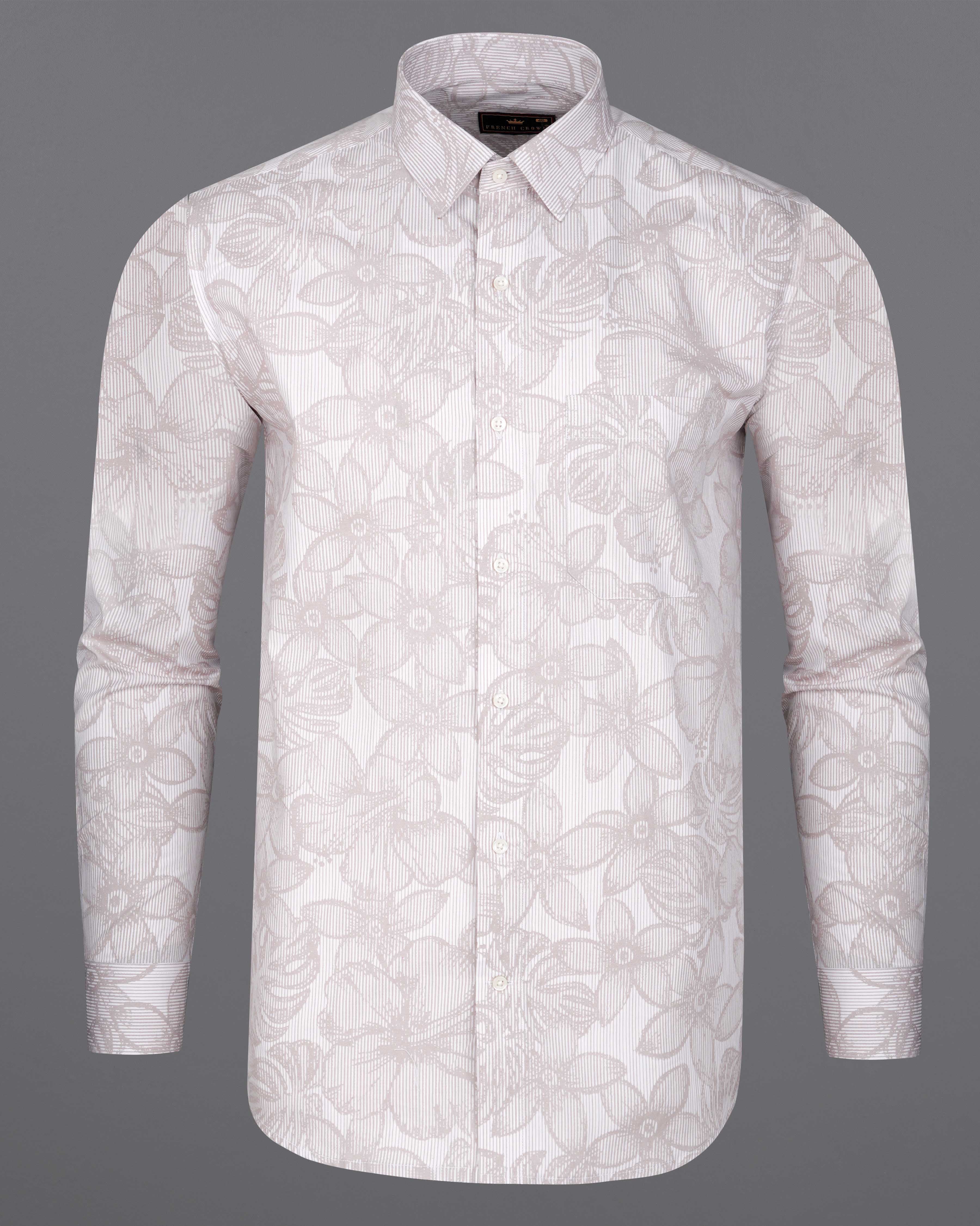Pale Slate Brown and White Floral Printed Premium Cotton Shirt 8028-38,8028-38,8028-39,8028-39,8028-40,8028-40,8028-42,8028-42,8028-44,8028-44,8028-46,8028-46,8028-48,8028-48,8028-50,8028-50,8028-52,8028-52
