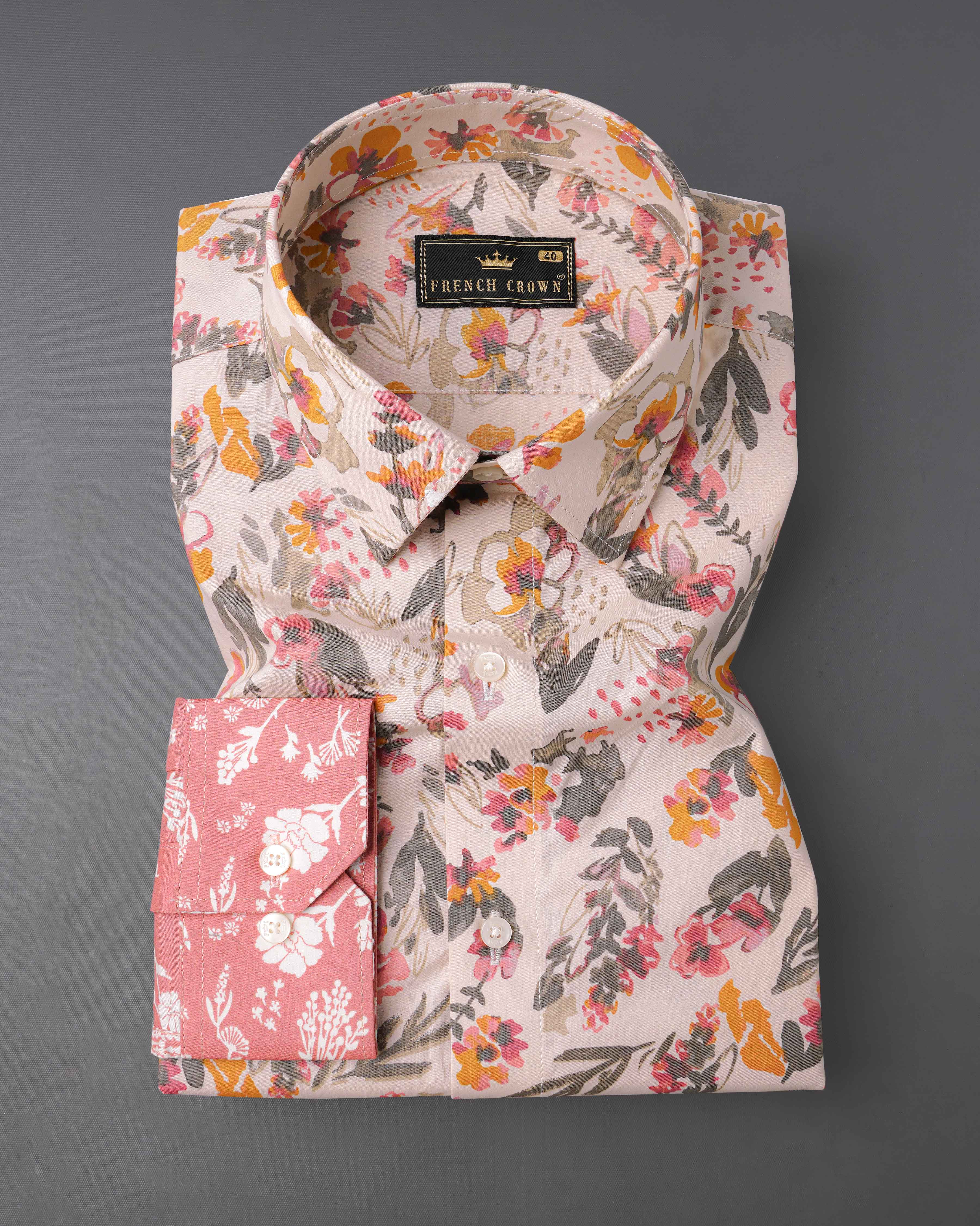 Ruddy Pink and Bizarre Cream Floral Printed Premium Cotton Designer Shirt 8033-P146-38,8033-P146-38,8033-P146-39,8033-P146-39,8033-P146-40,8033-P146-40,8033-P146-42,8033-P146-42,8033-P146-44,8033-P146-44,8033-P146-46,8033-P146-46,8033-P146-48,8033-P146-48,8033-P146-50,8033-P146-50,8033-P146-52,8033-P146-52