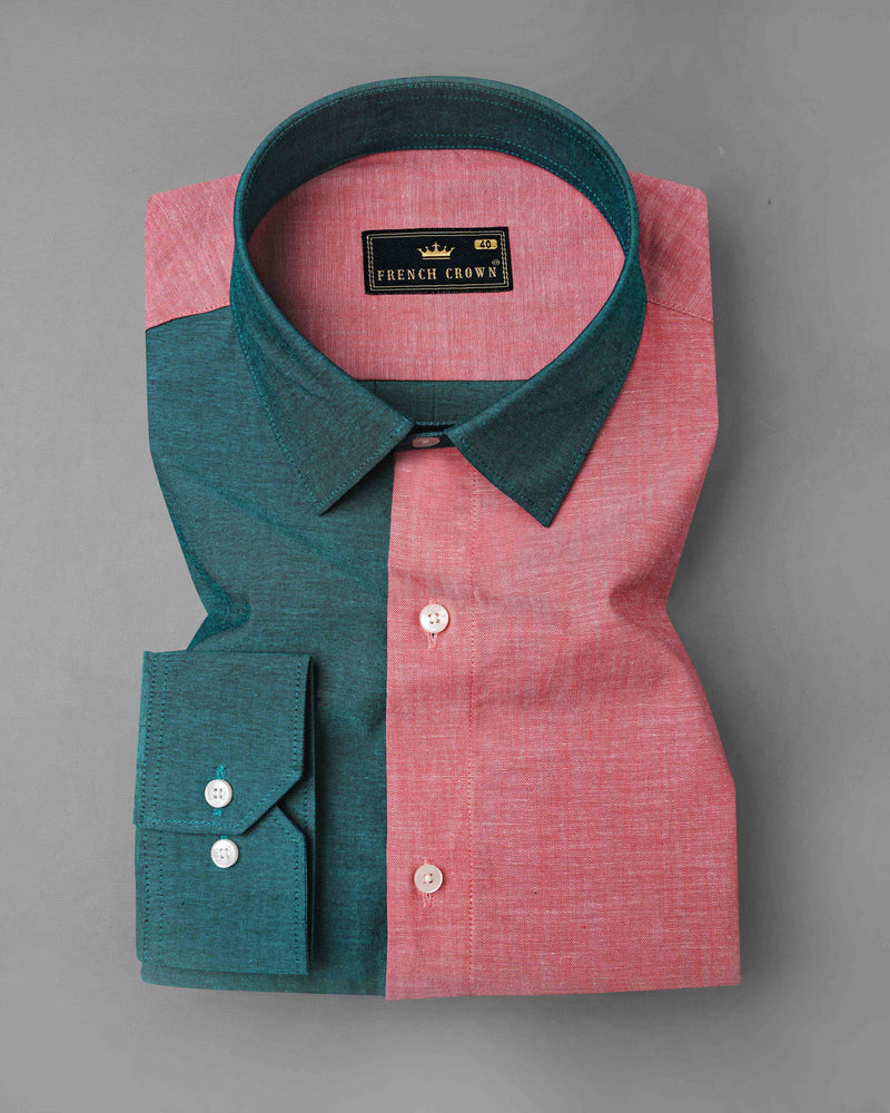 Sherpa Sea Blue and Cranberry Pink Royal Oxford Designer Shirt